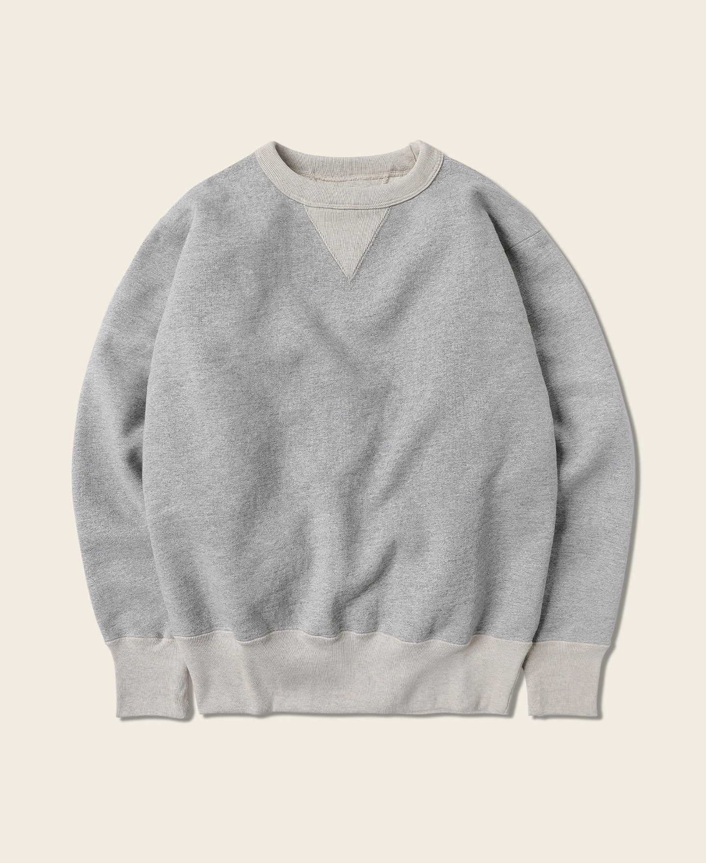 Sweat-shirt ras du cou en molleton gris pour homme, coupe décontractée, manches longues, à enfiler
