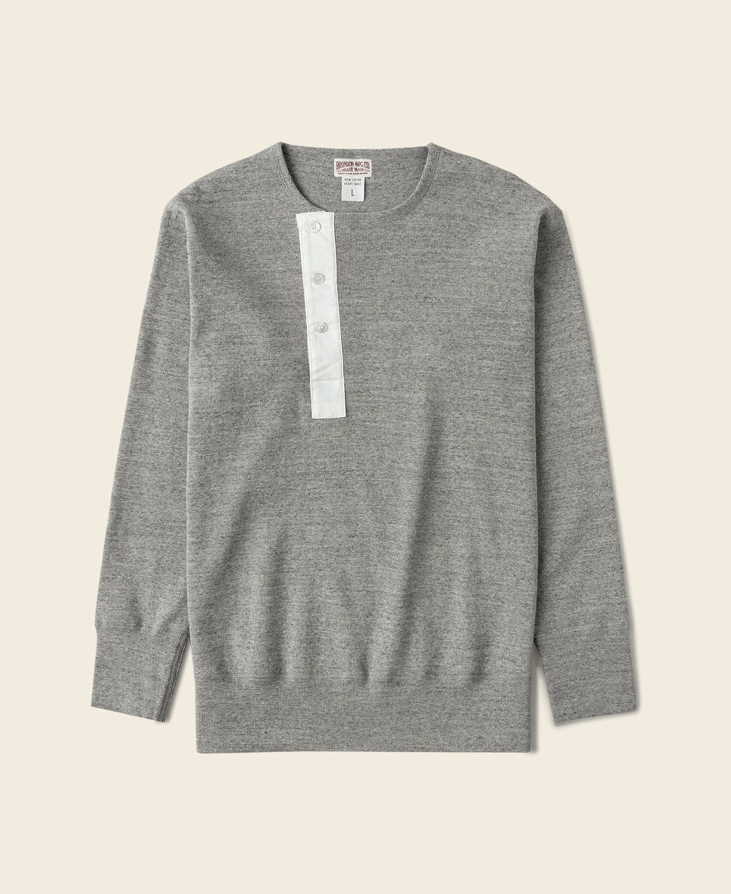 Chemise Henley à manches longues pour homme, lourde, avec patte de boutonnage grise