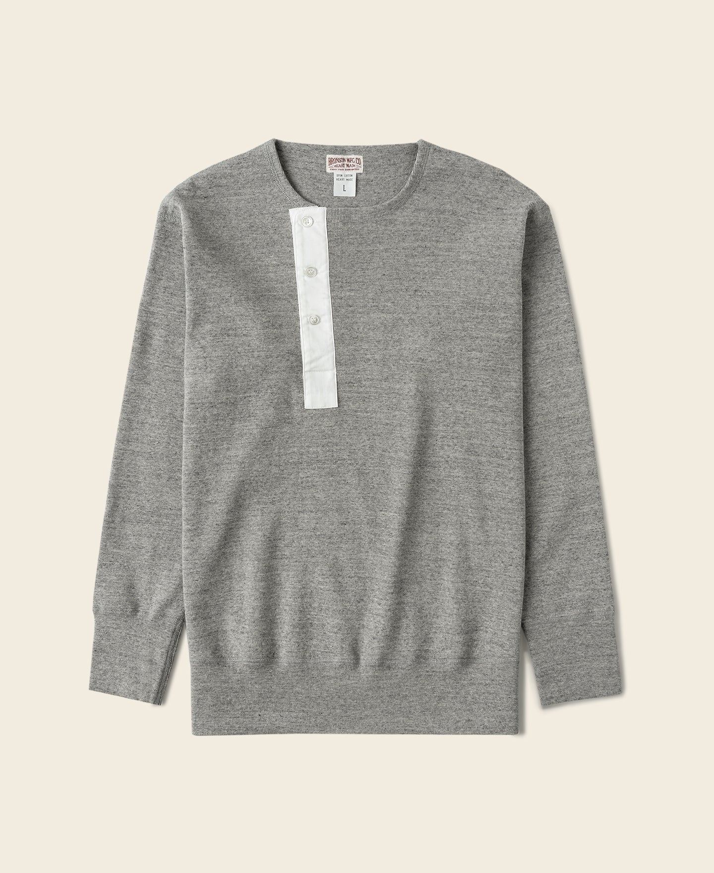 Chemise Henley à manches longues pour homme, lourde, avec patte de boutonnage grise