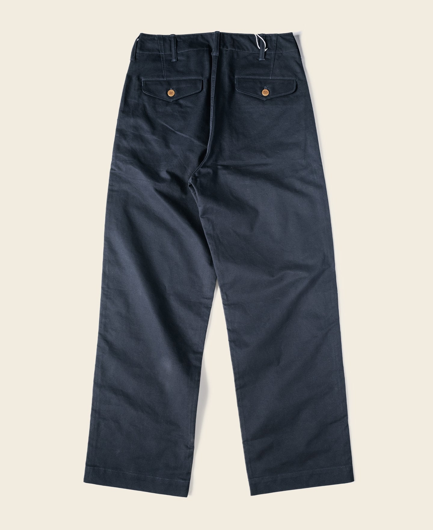 Pantalon chino ample bleu marine à jambes larges de style militaire