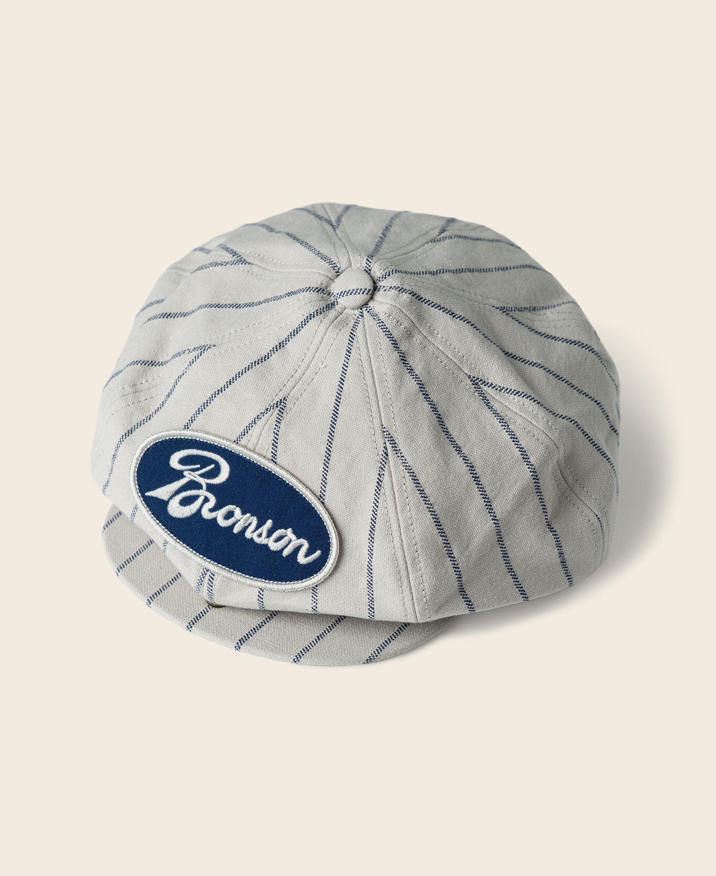 Casquette Gavroche Vintage Rayée Voie Ferrée Gris Pinstripe Plate