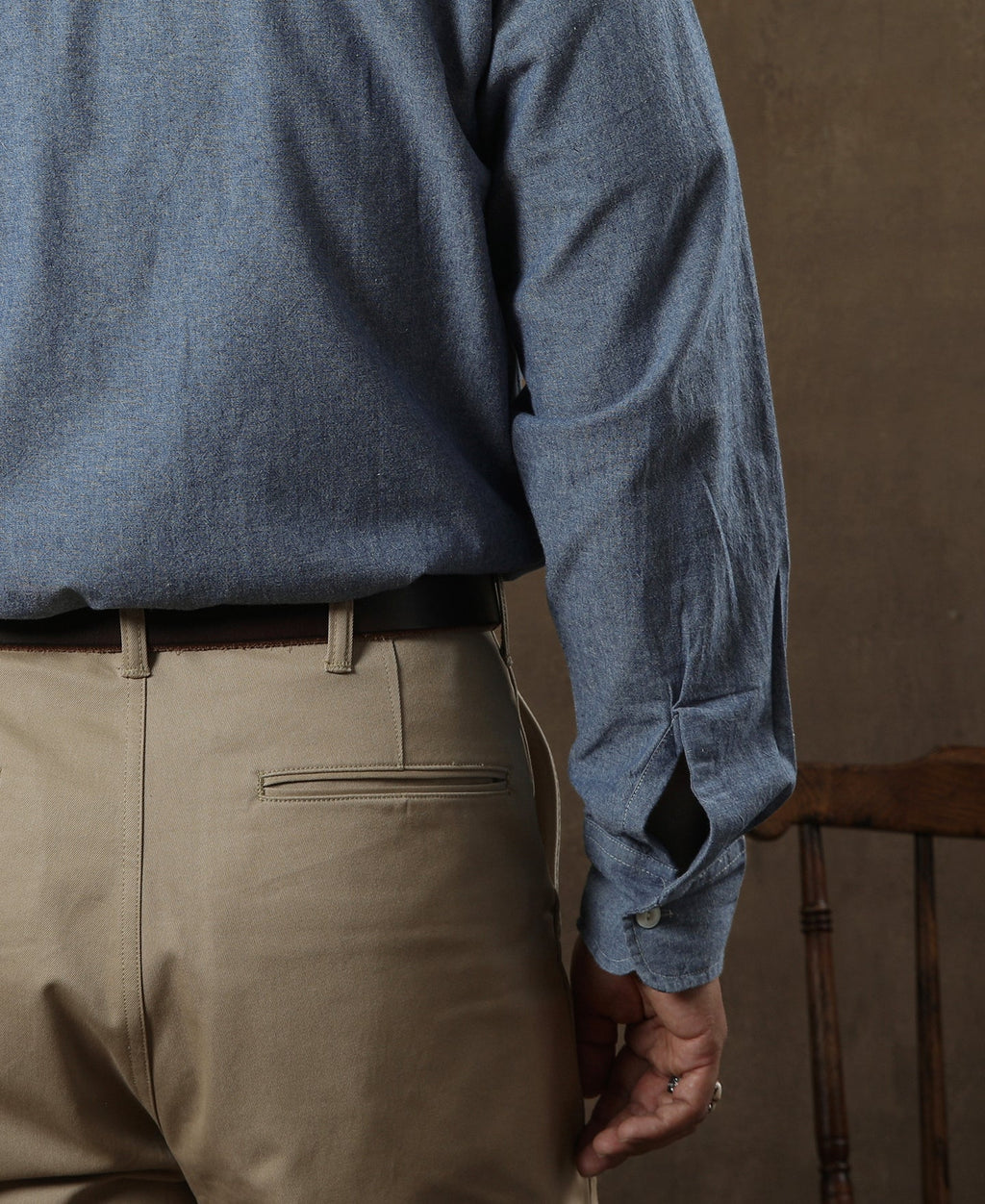 Pantalon Chino Homme Décontracté Coupe Droite Ample Kaki Vintage