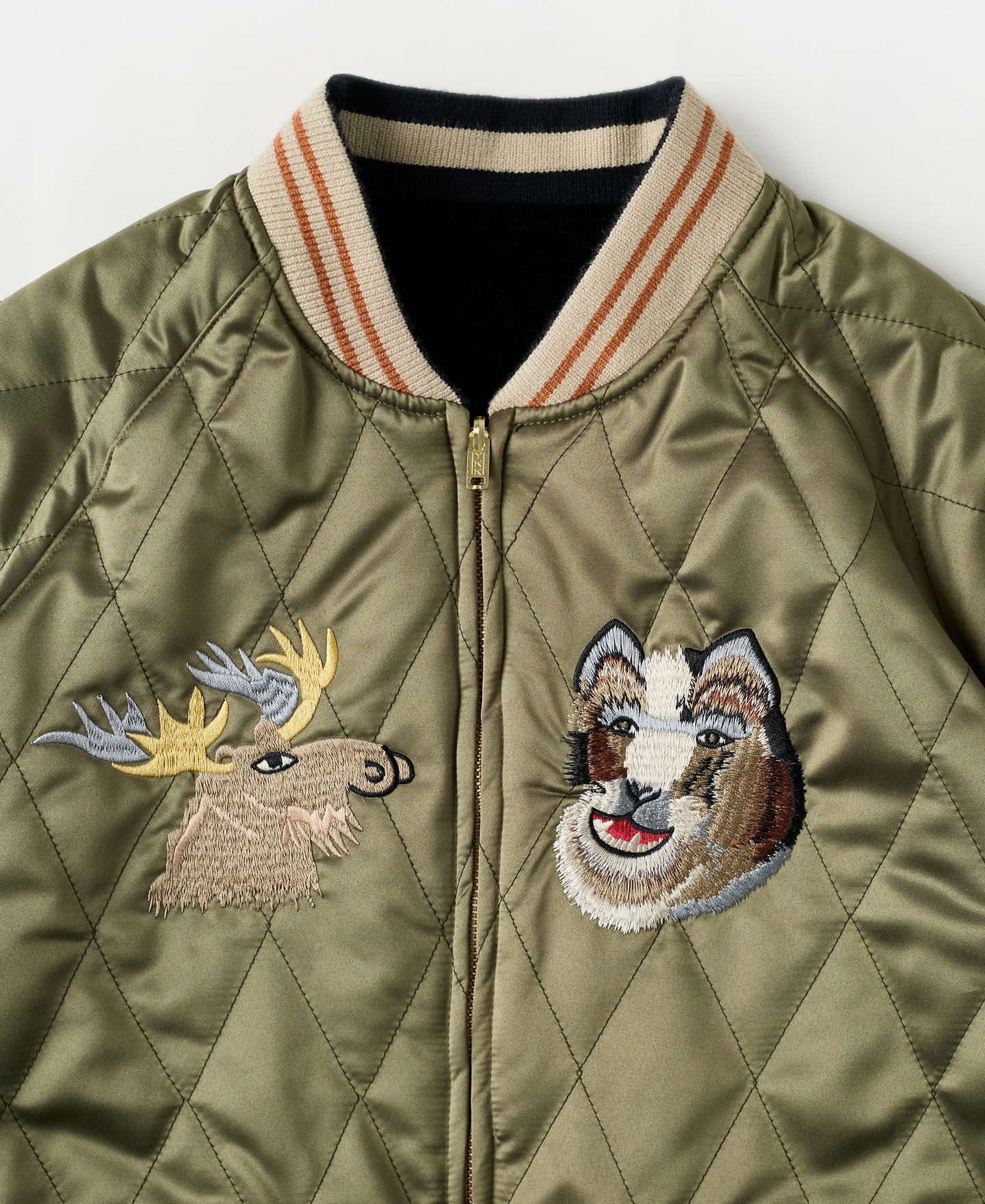 Blouson Souvenir Bomber Homme Réversible Noir Brodé Ours Polaire