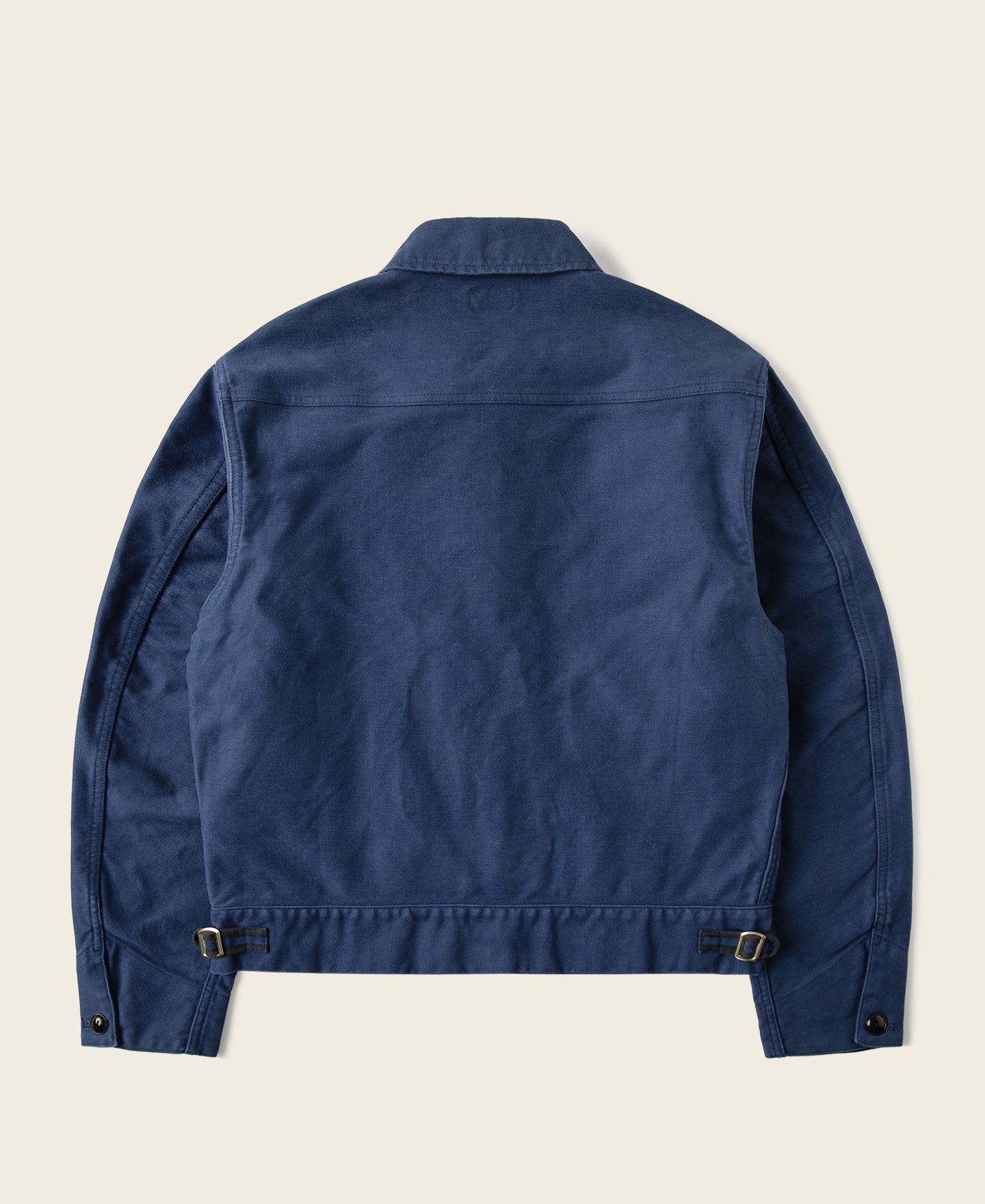 Veste de travail vintage zippée en moleskine bleue avec col à revers