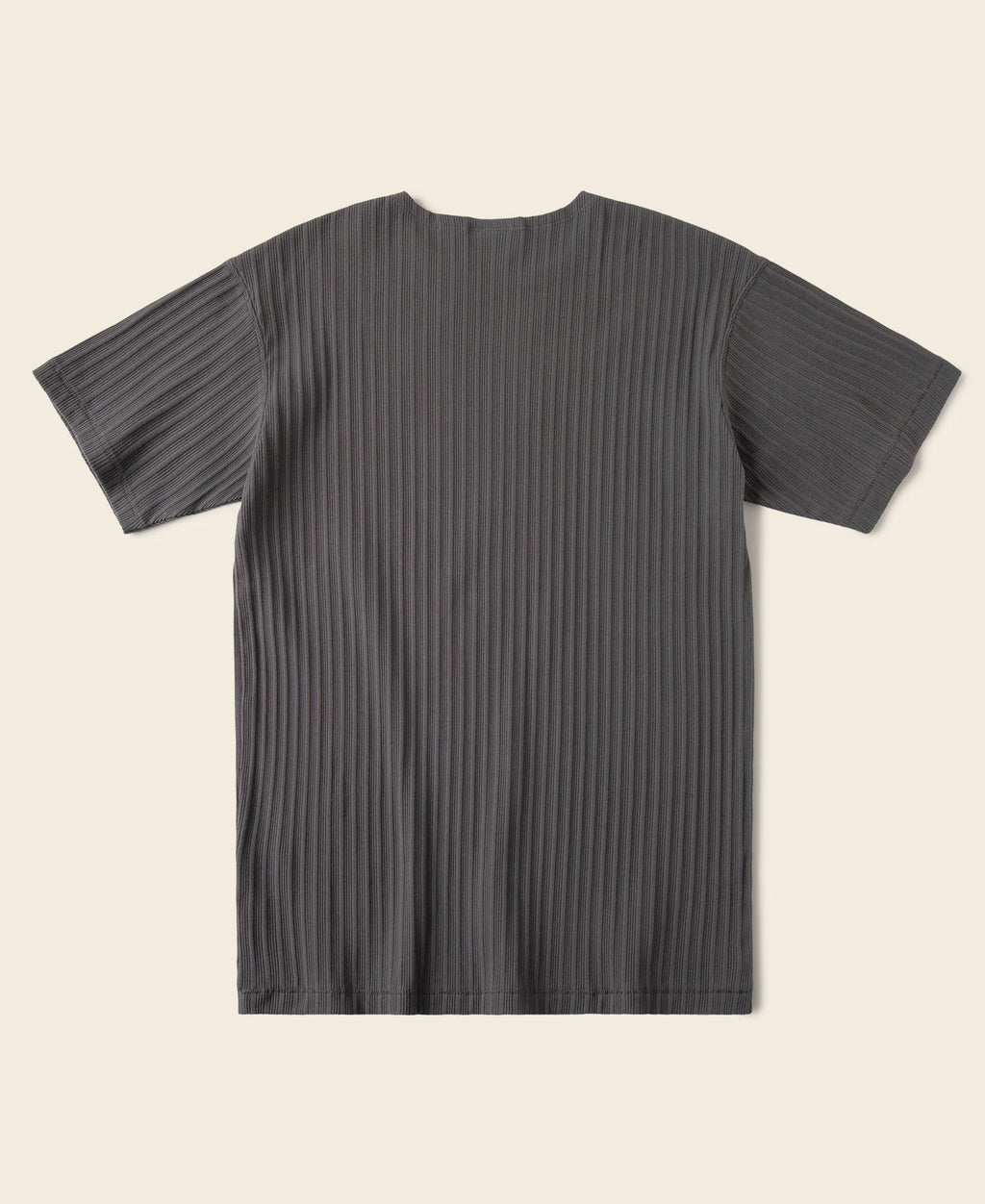 T-shirt ras du cou gris foncé côtelé en coton élasthanne à manches courtes