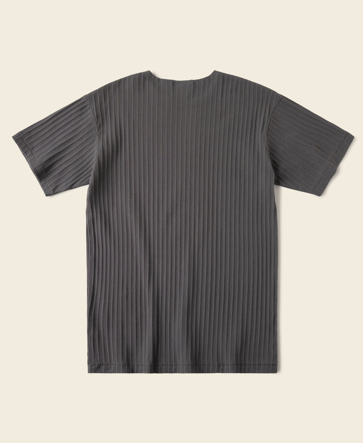 T-shirt ras du cou gris foncé côtelé en coton élasthanne à manches courtes