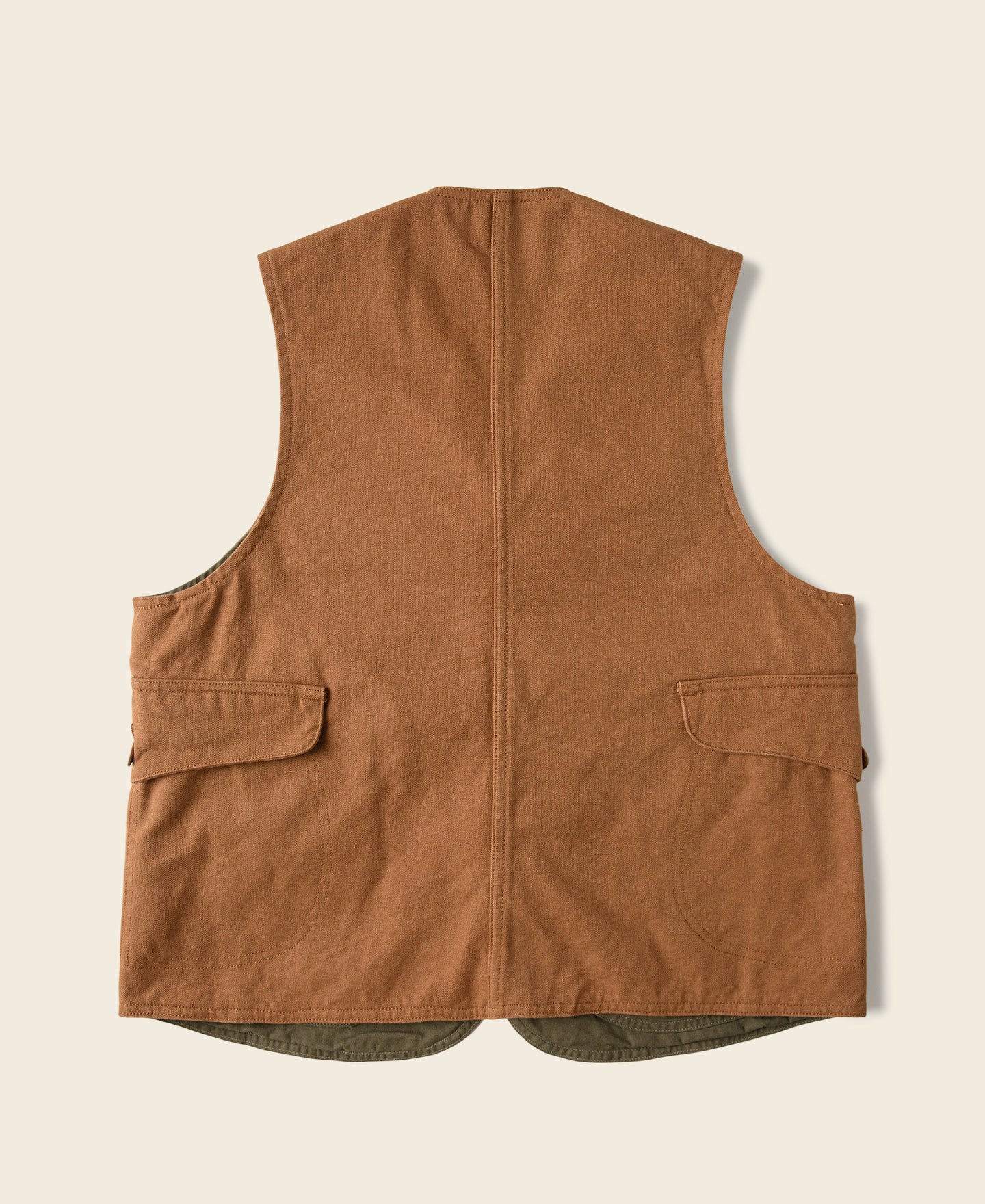 Gilet vintage en toile avec poche pour gibier, marron gingembre, boutonné devant, vêtement d'extérieur utilitaire