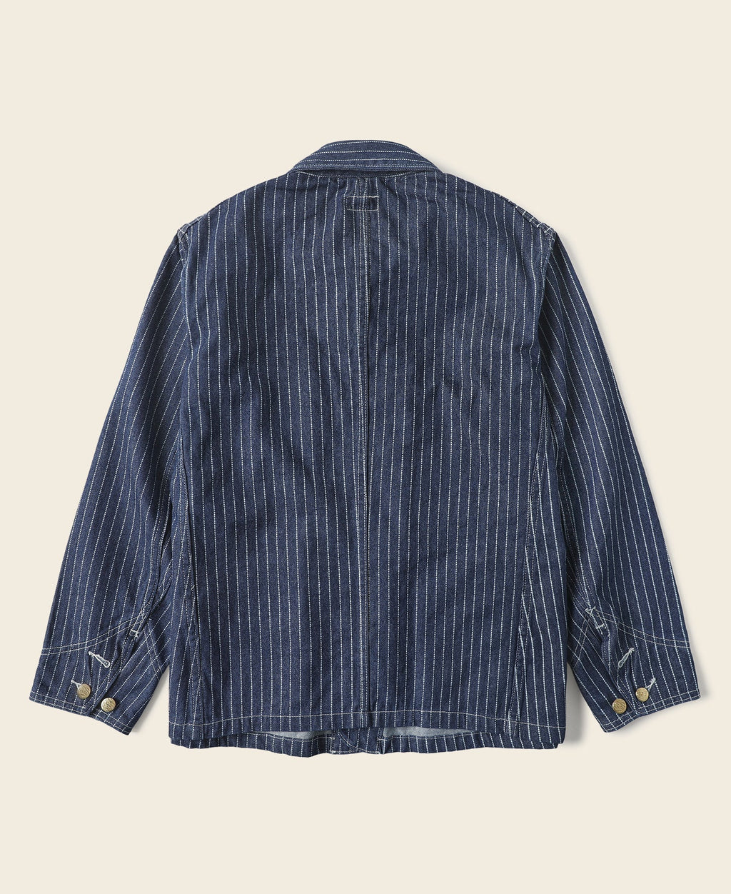Veste de travail boutonnée Indigo à rayures tissées avec quatre poches