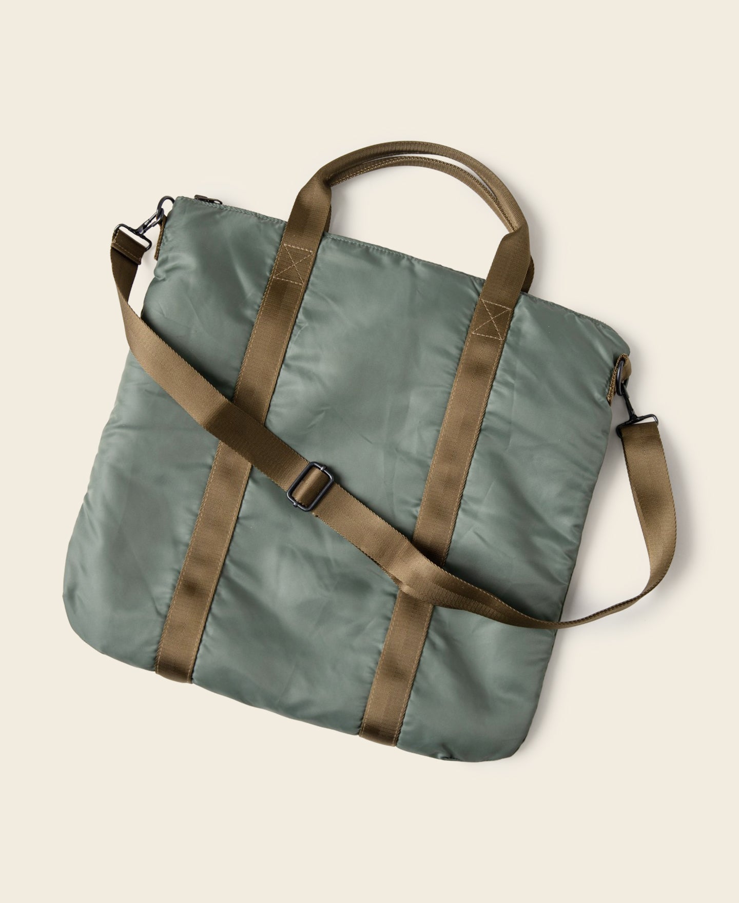 Sac fourre-tout de style militaire vintage, vert sauge, en nylon, à porter en bandoulière