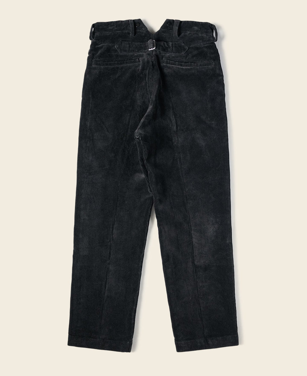 Pantalon de travail en velours côtelé noir résistant, taille haute, coupe droite