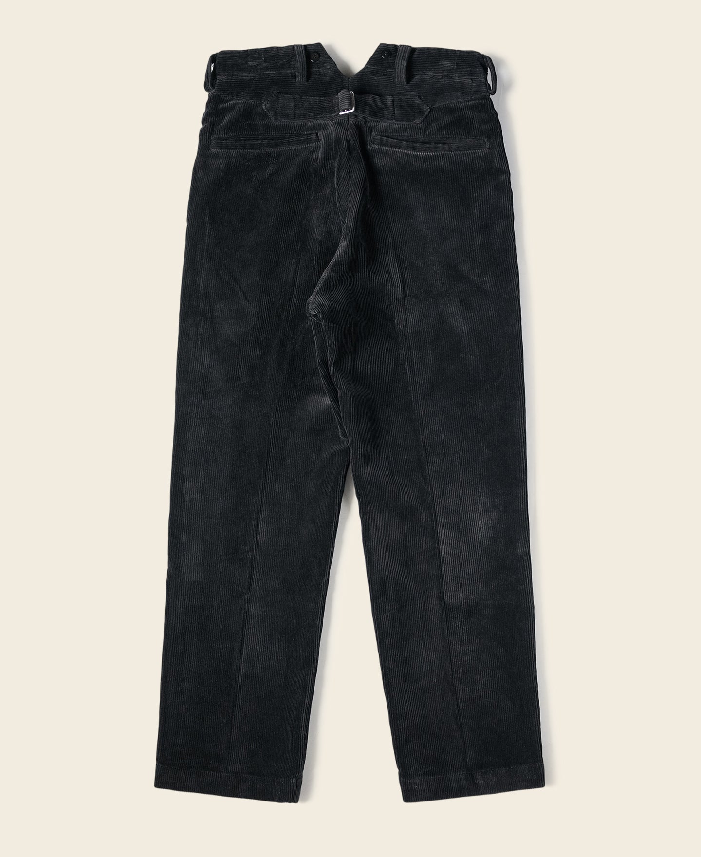 Pantalon de travail en velours côtelé noir résistant, taille haute, coupe droite
