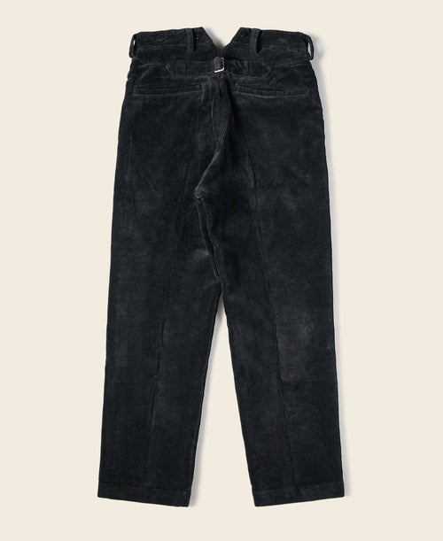 Pantalon de travail en velours côtelé noir résistant, taille haute, coupe droite