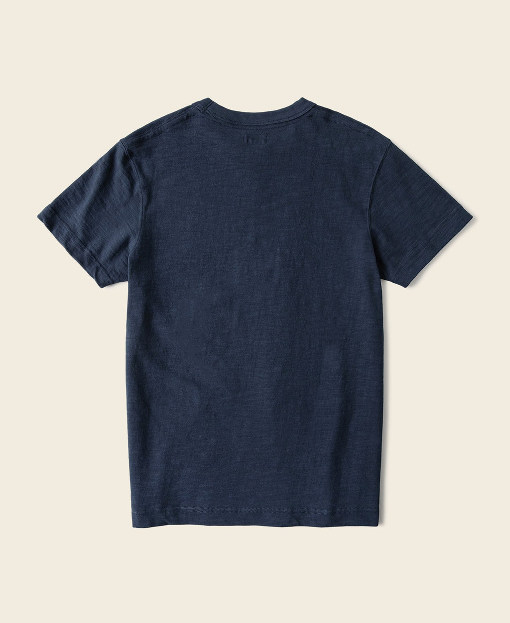 T-shirt tubulaire en coton lourd indigo à soufflet et col ras du cou, manches courtes