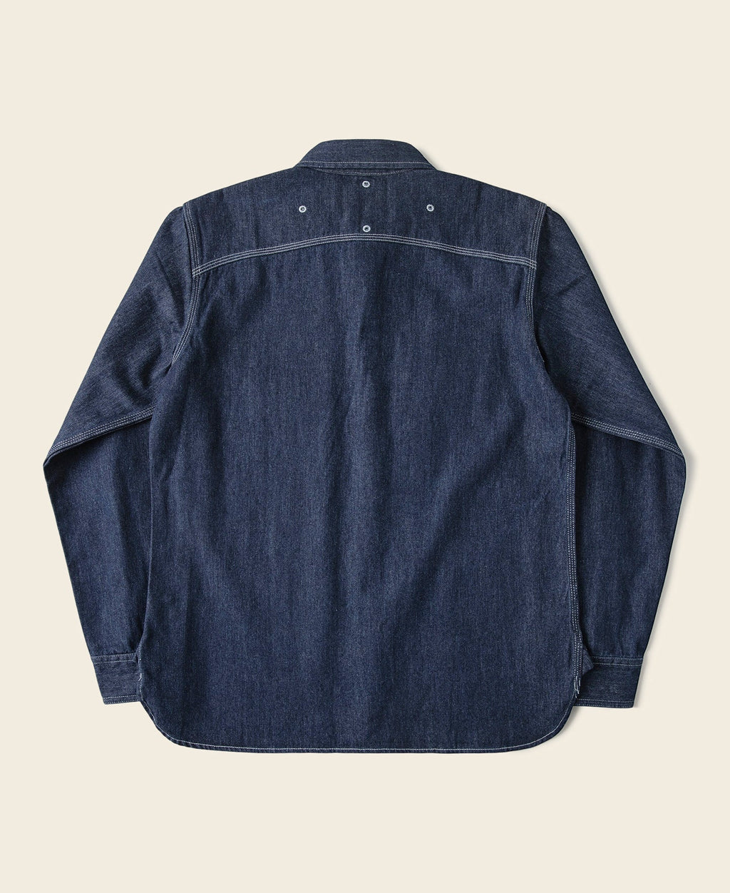 Chemise de travail à manches longues en denim bleu épais avec poches poitrine