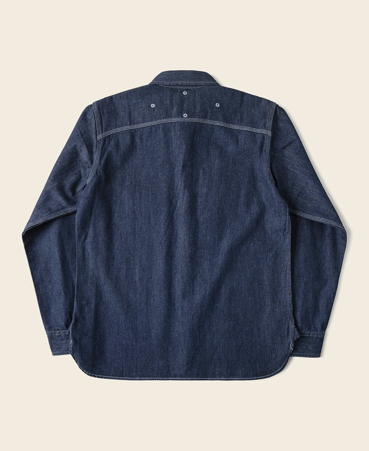 Chemise de travail à manches longues en denim bleu épais avec poches poitrine