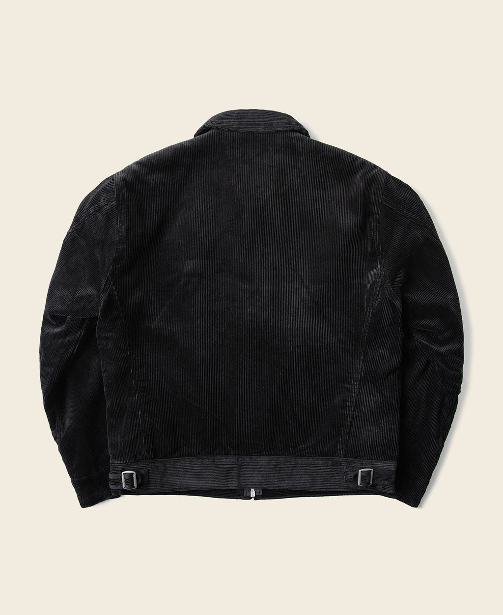 Blouson bombardier zippé en velours côtelé épais noir pour homme, texture côtelée