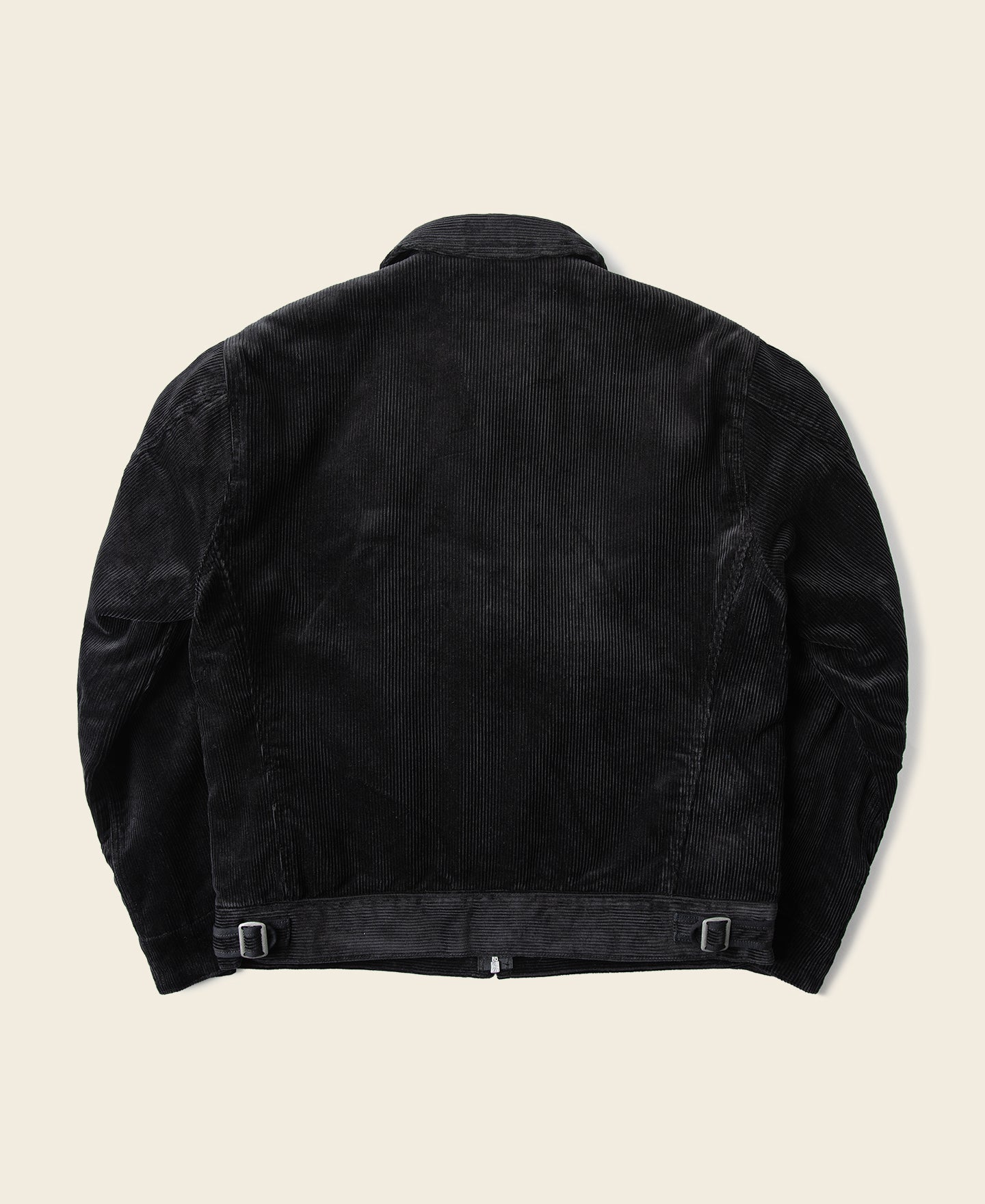 Blouson bombardier zippé en velours côtelé épais noir pour homme, texture côtelée