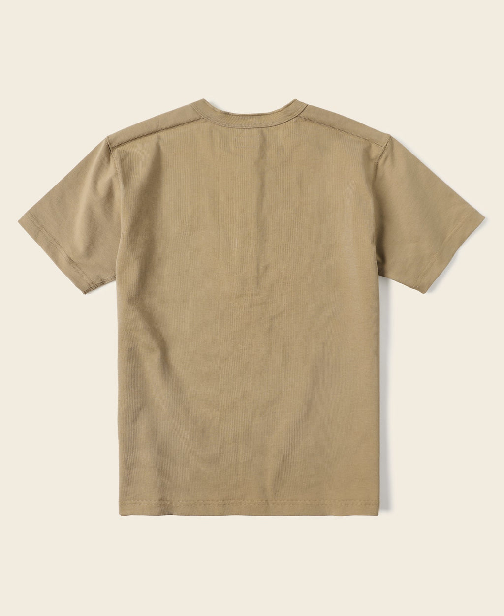 T-shirt Henley en coton épais à manches courtes Kaki Patte de boutonnage Coupe décontractée