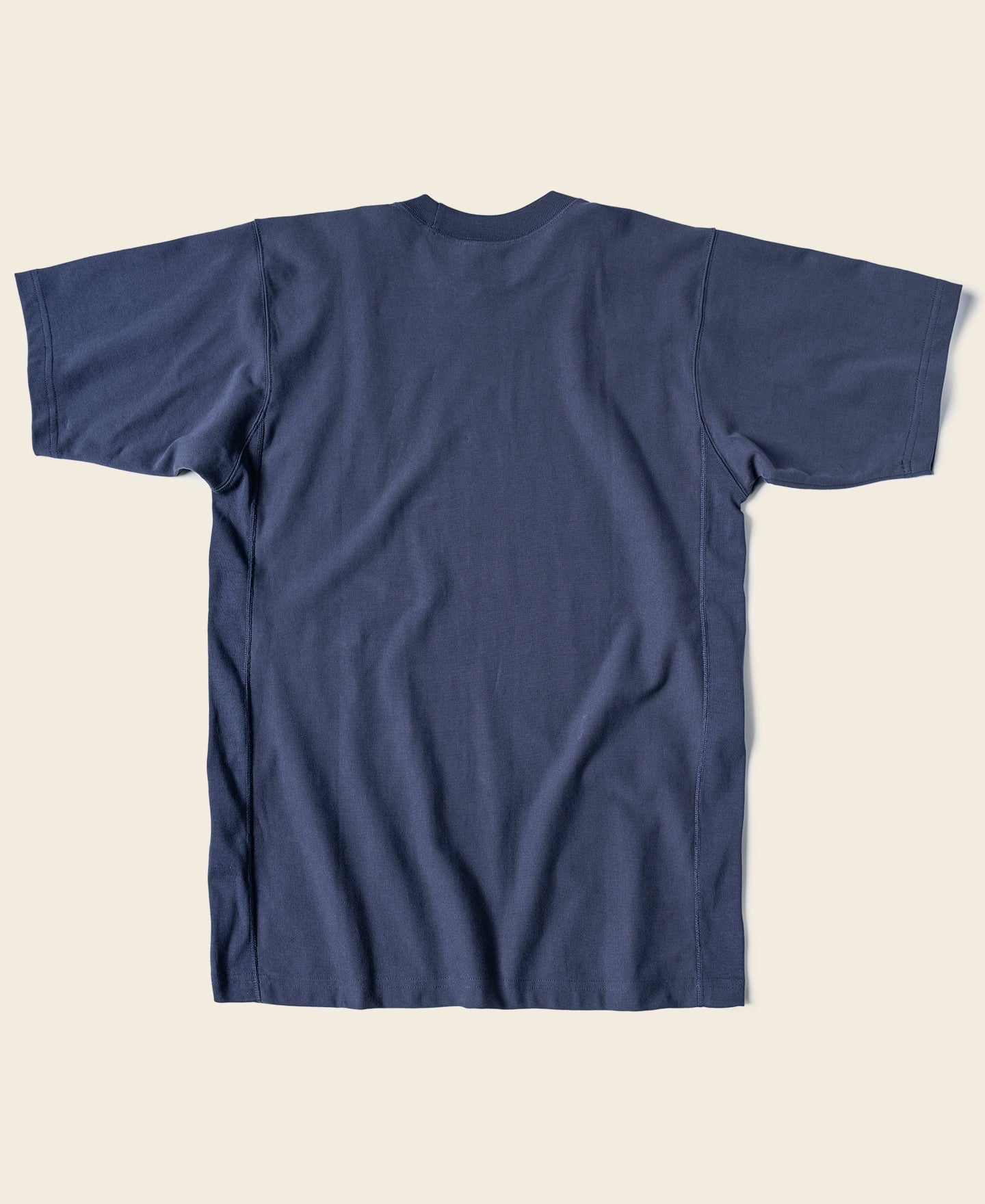 T-shirt en coton épais à col rond et manches courtes, coupe décontractée, couleur marine