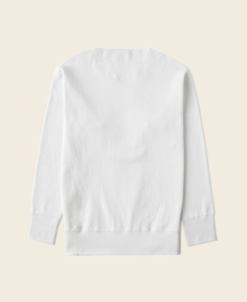 T-shirt Henley manches longues en coton épais Patte de boutonnage Coupe ajustée Blanc