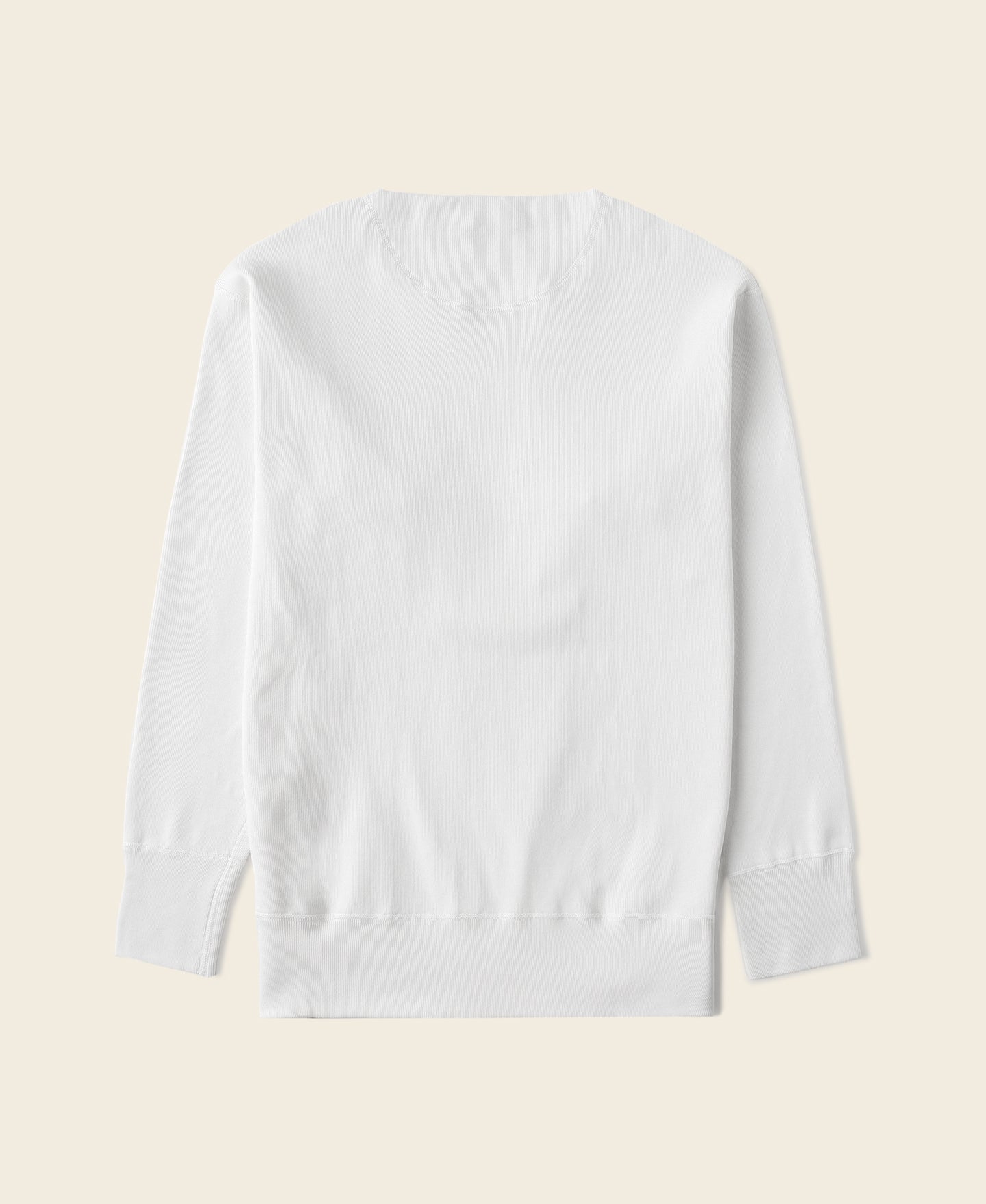 T-shirt Henley manches longues en coton épais Patte de boutonnage Coupe ajustée Blanc
