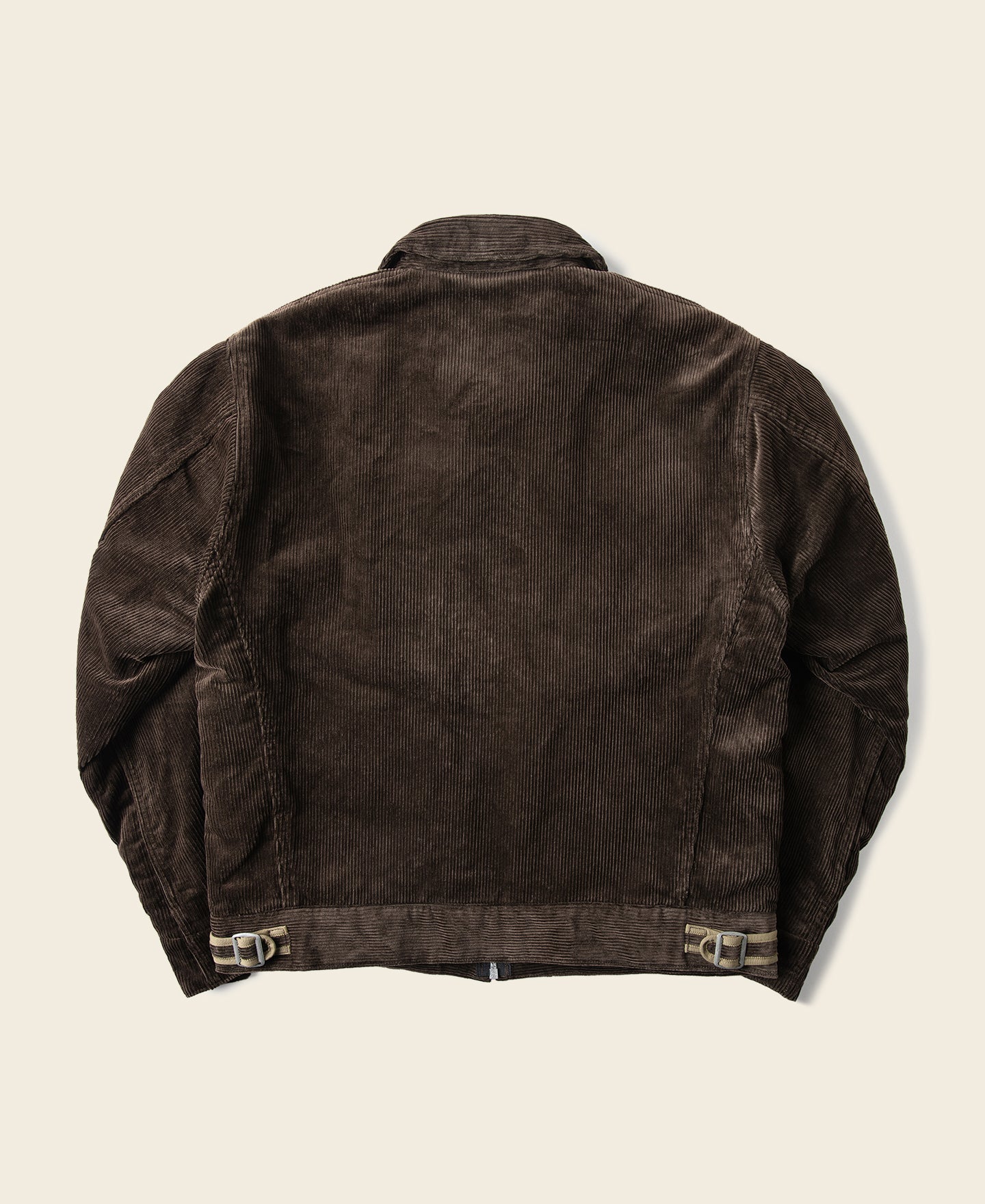 Veste décontractée zippée en velours côtelé épais marron style cosaque pour homme