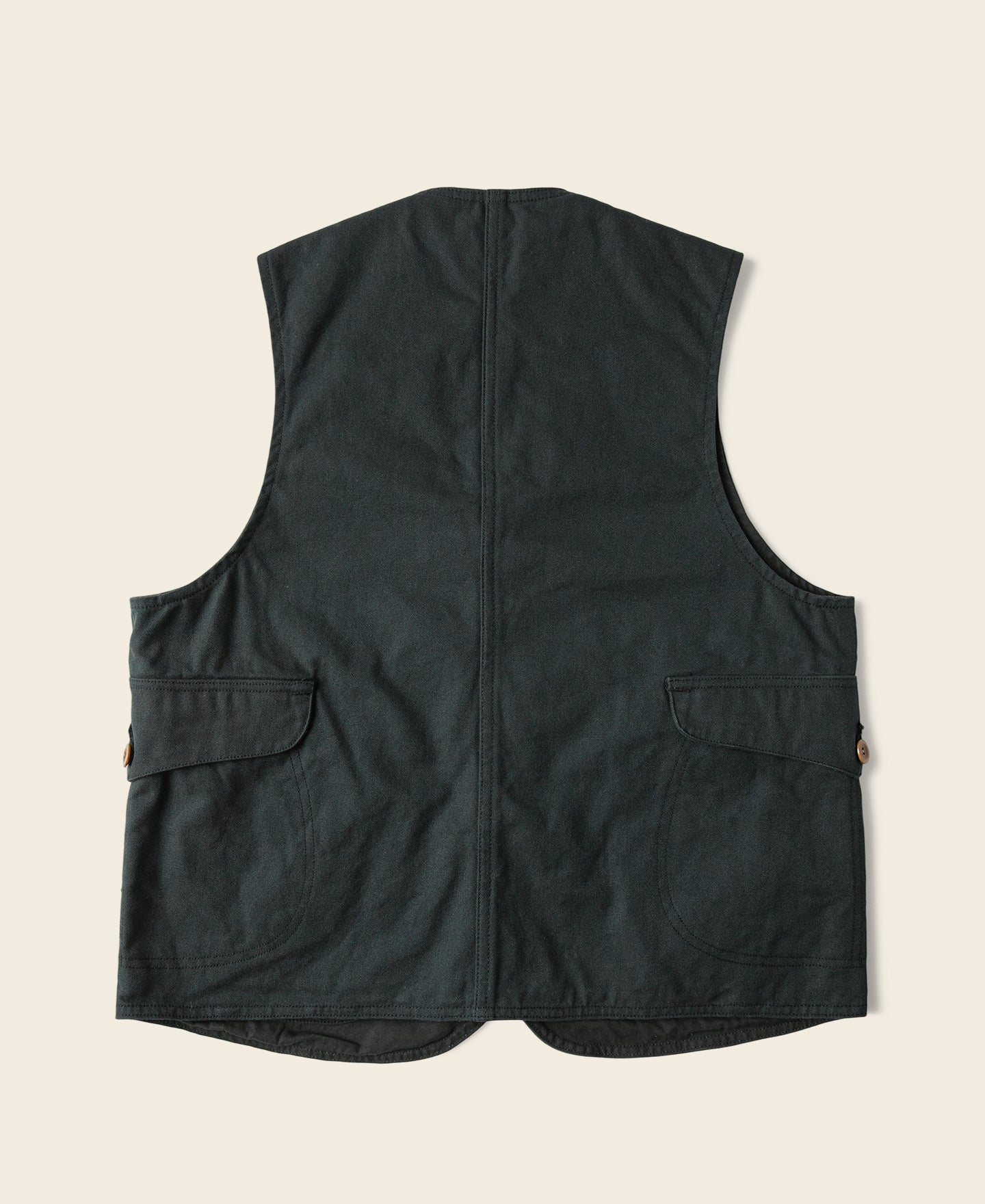 Gilet utilitaire homme en toile vert foncé à poches multiples et boutonnage