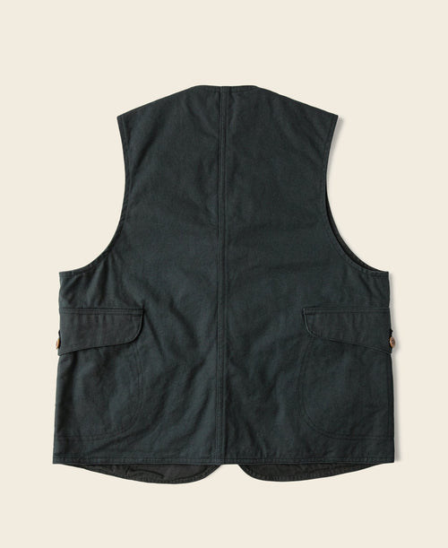 Gilet utilitaire homme en toile vert foncé à poches multiples et boutonnage