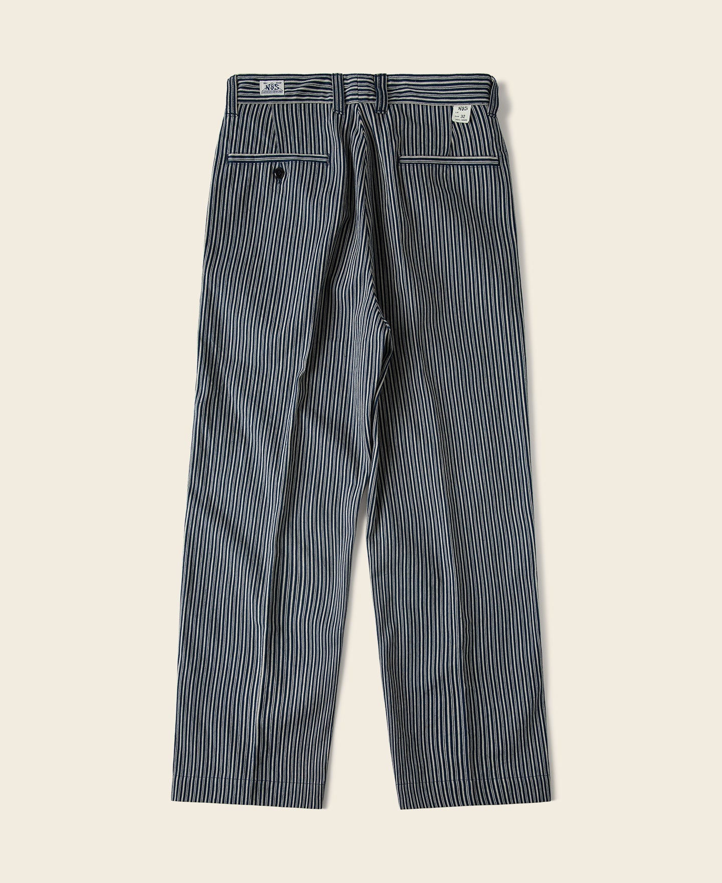 Pantalon de travail droit en coton rayé marine et blanc pour homme