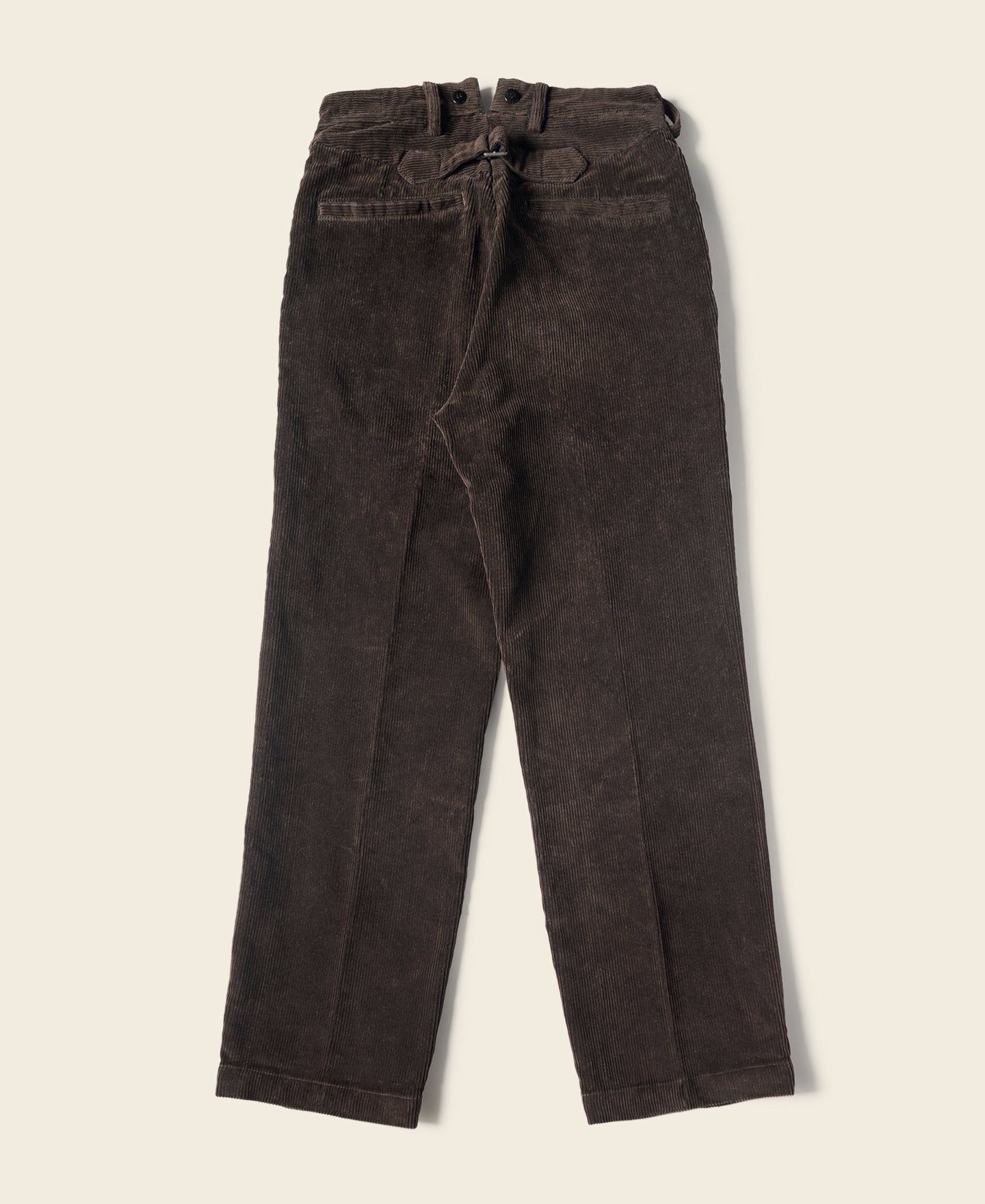 Pantalon de travail taille haute en velours côtelé marron, coupe droite, style vintage