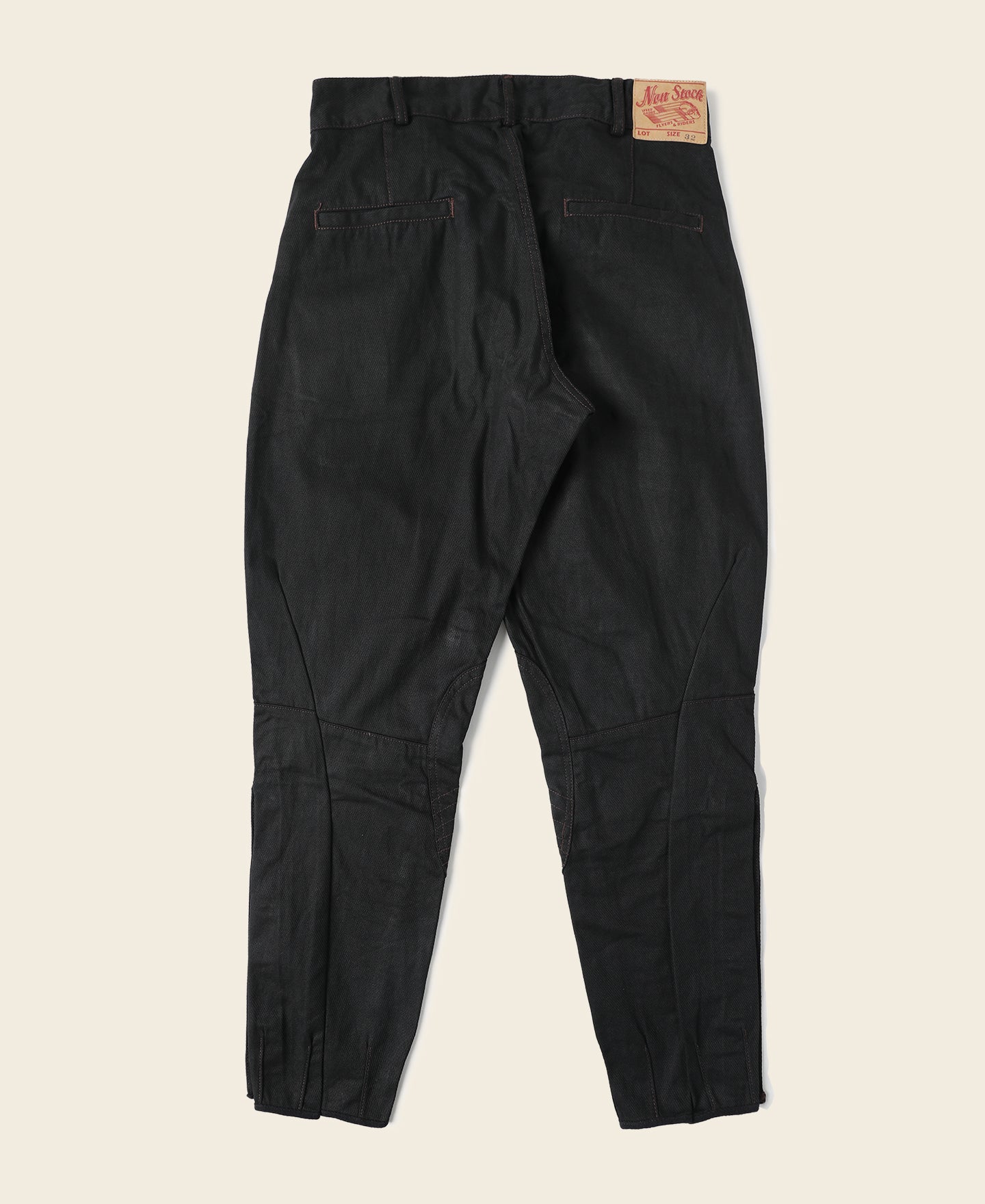 Culotte d'équitation noire vintage Taille haute Bouton aux poignets Pantalon fuselé