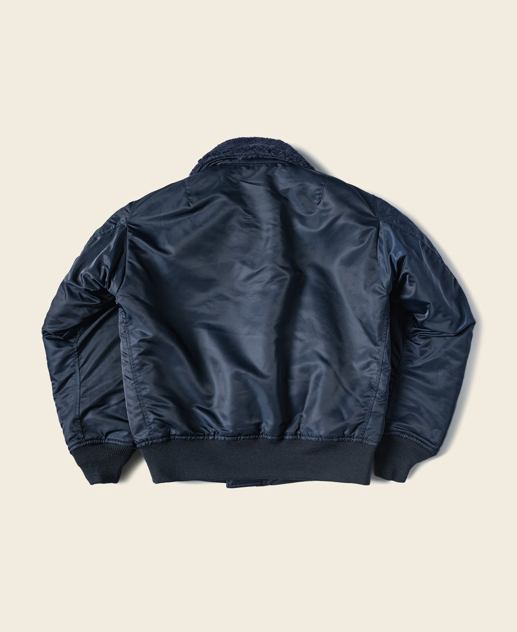 Blouson aviateur militaire vintage bleu marine avec col Sherpa
