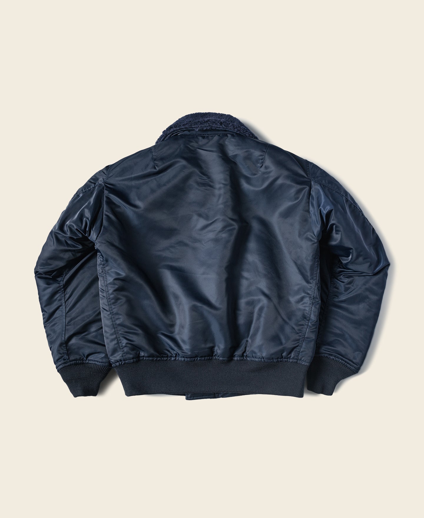Blouson aviateur militaire vintage bleu marine avec col Sherpa