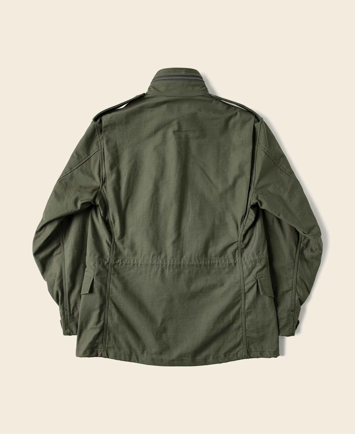 Veste militaire de terrain olive avec col montant et quatre poches