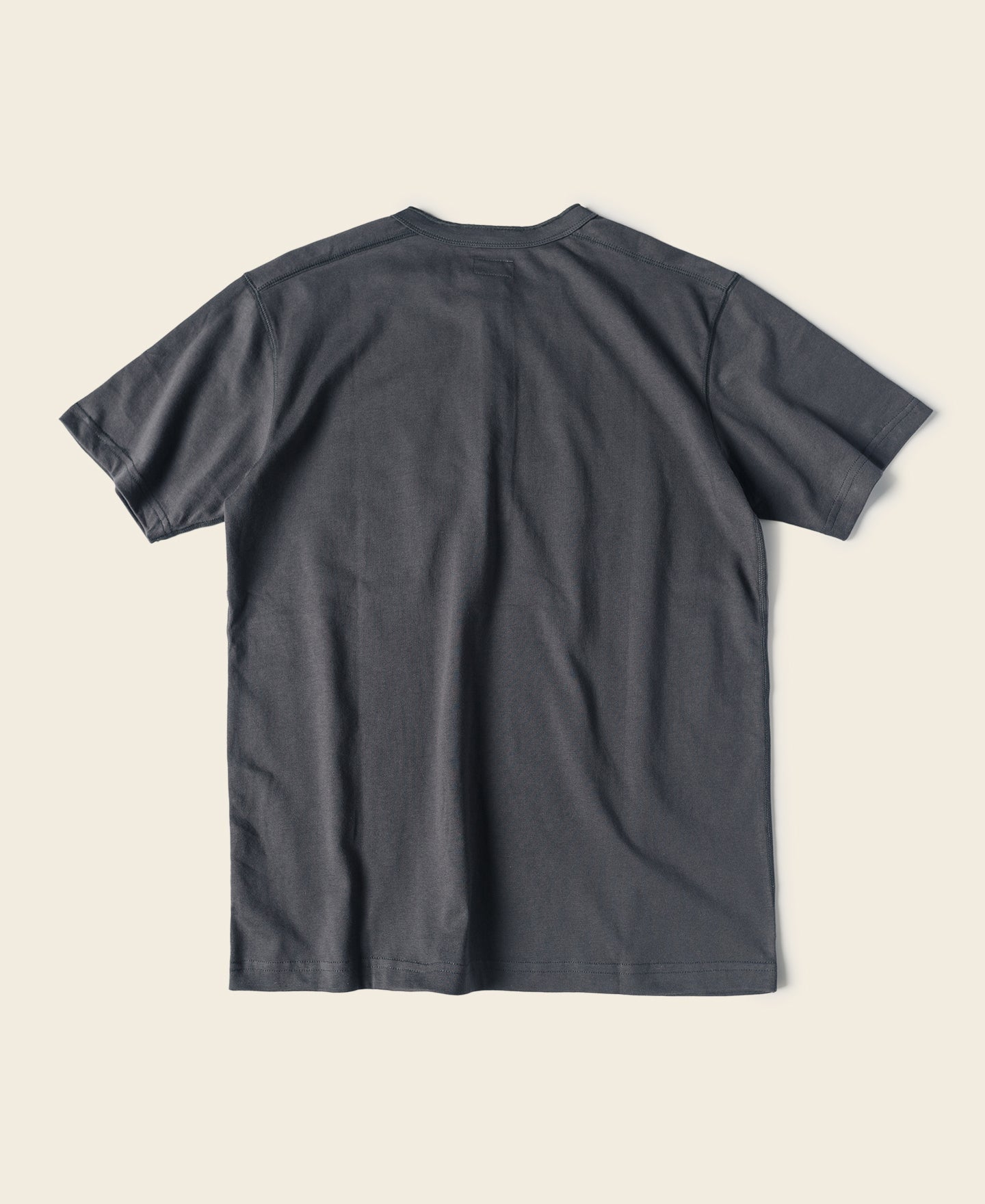 T-shirt Henley à manches courtes en coton épais, patte de boutonnage, gris foncé
