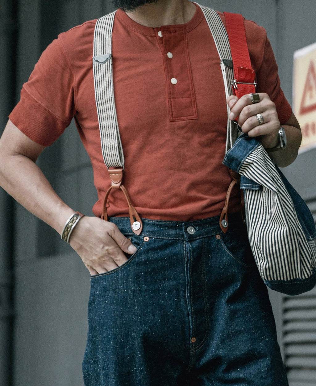 T-shirt Henley homme à manches courtes, coupe slim, en coton rouge brique