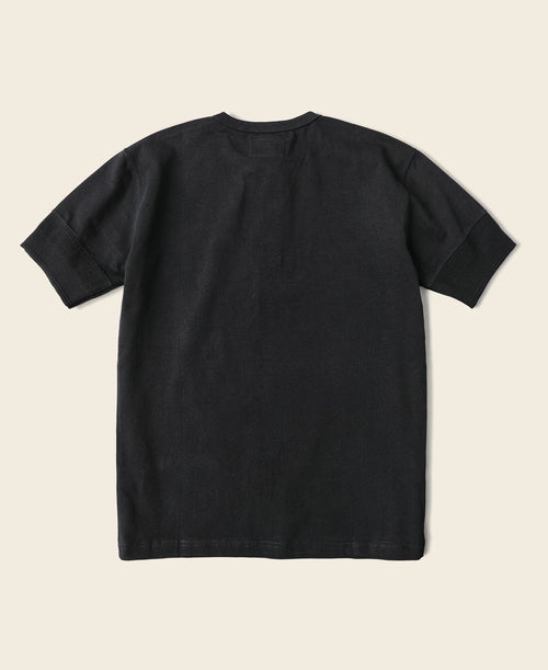 T-shirt Henley classique noir en coton à manches courtes, haut décontracté pour tous les jours