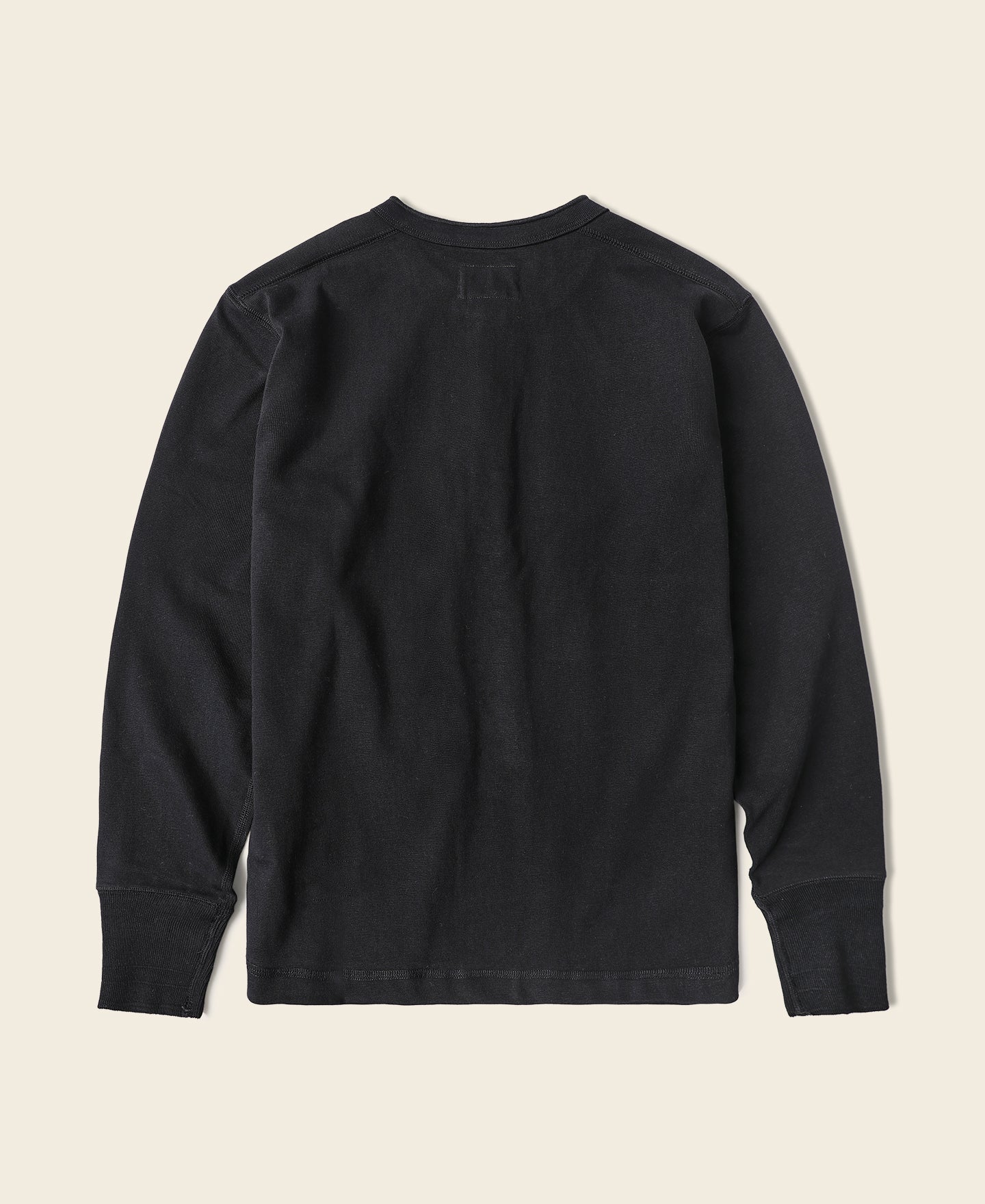 T-shirt Henley homme noir à manches longues coupe ajustée en coton