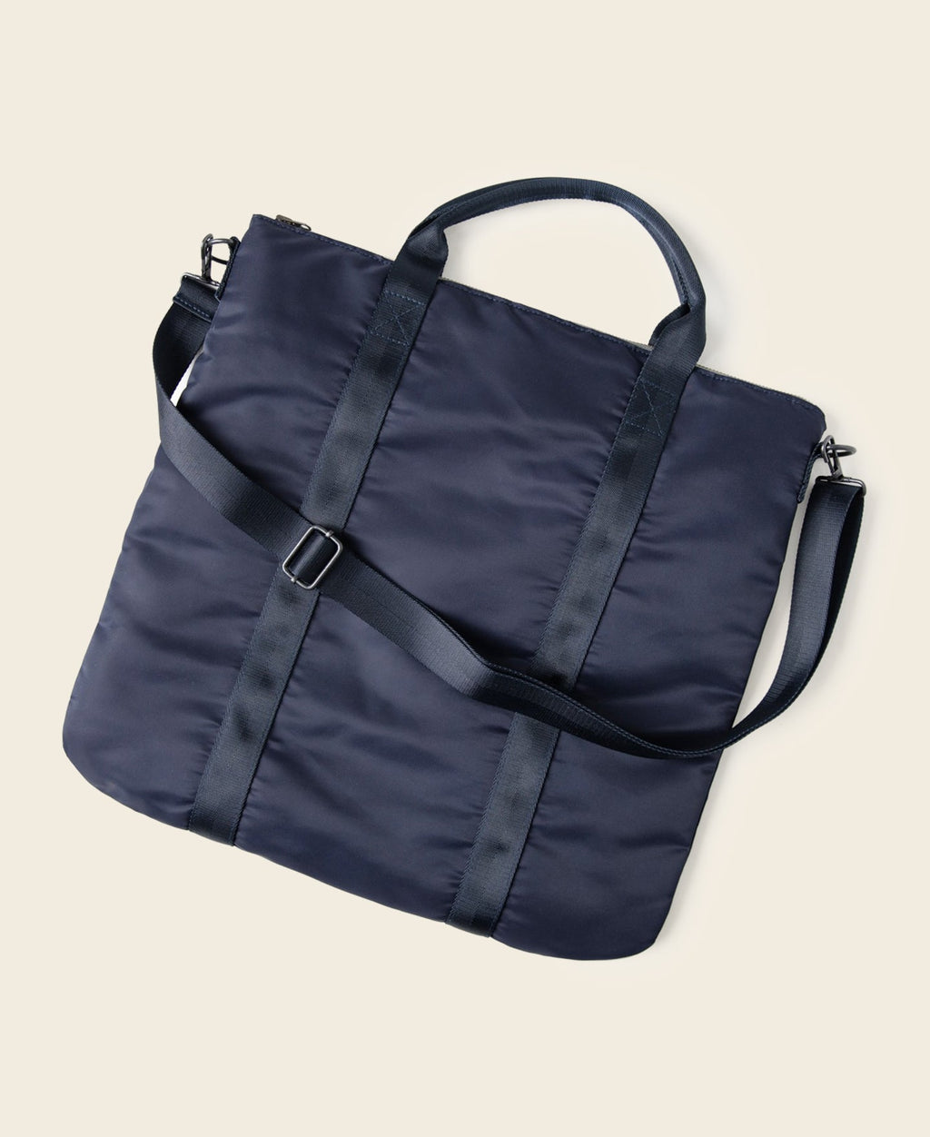 Sac cabas en nylon marine avec bandoulière amovible et doubles poignées
