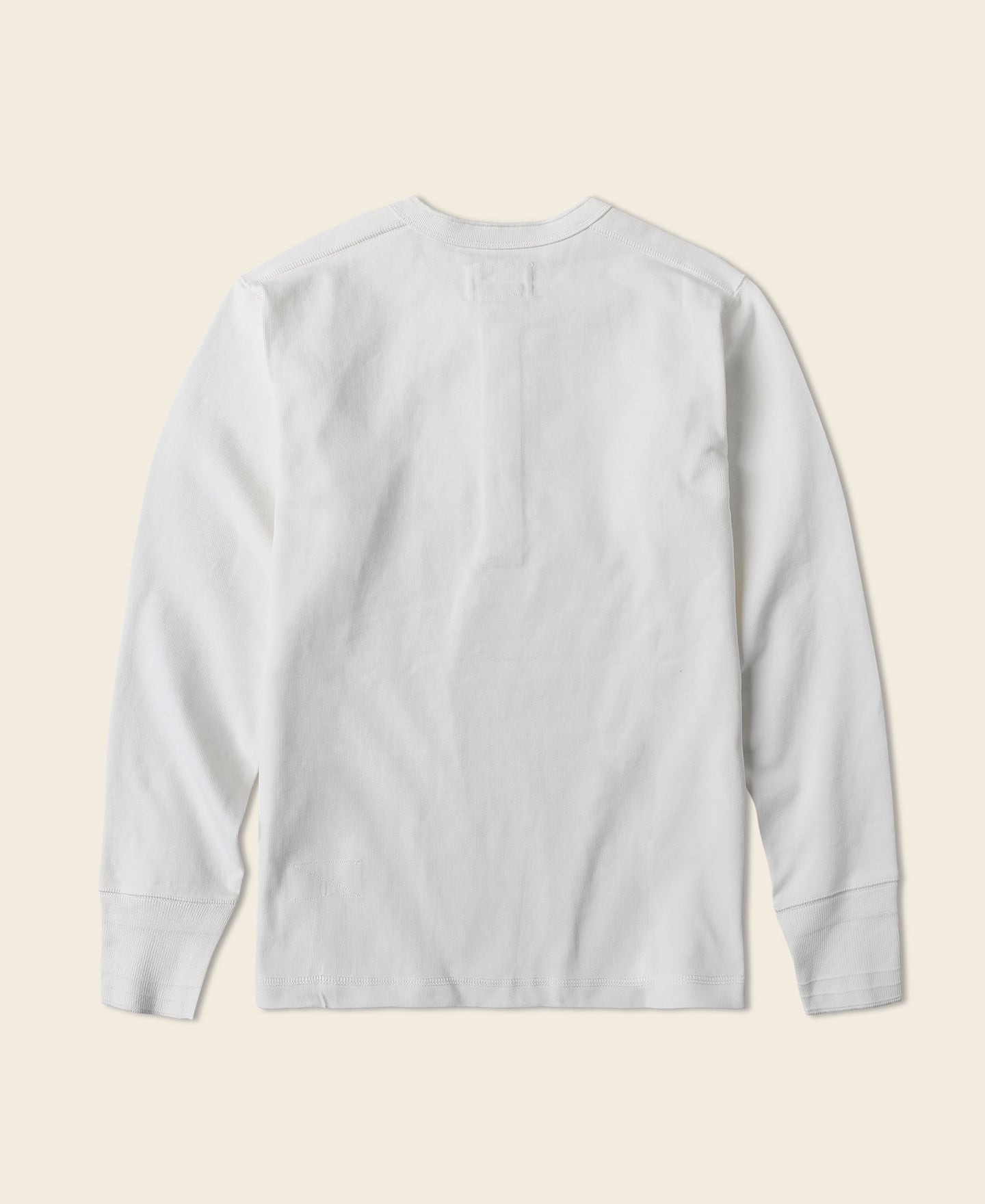 Chemise Henley à manches longues en coton blanc avec patte de boutonnage pour homme