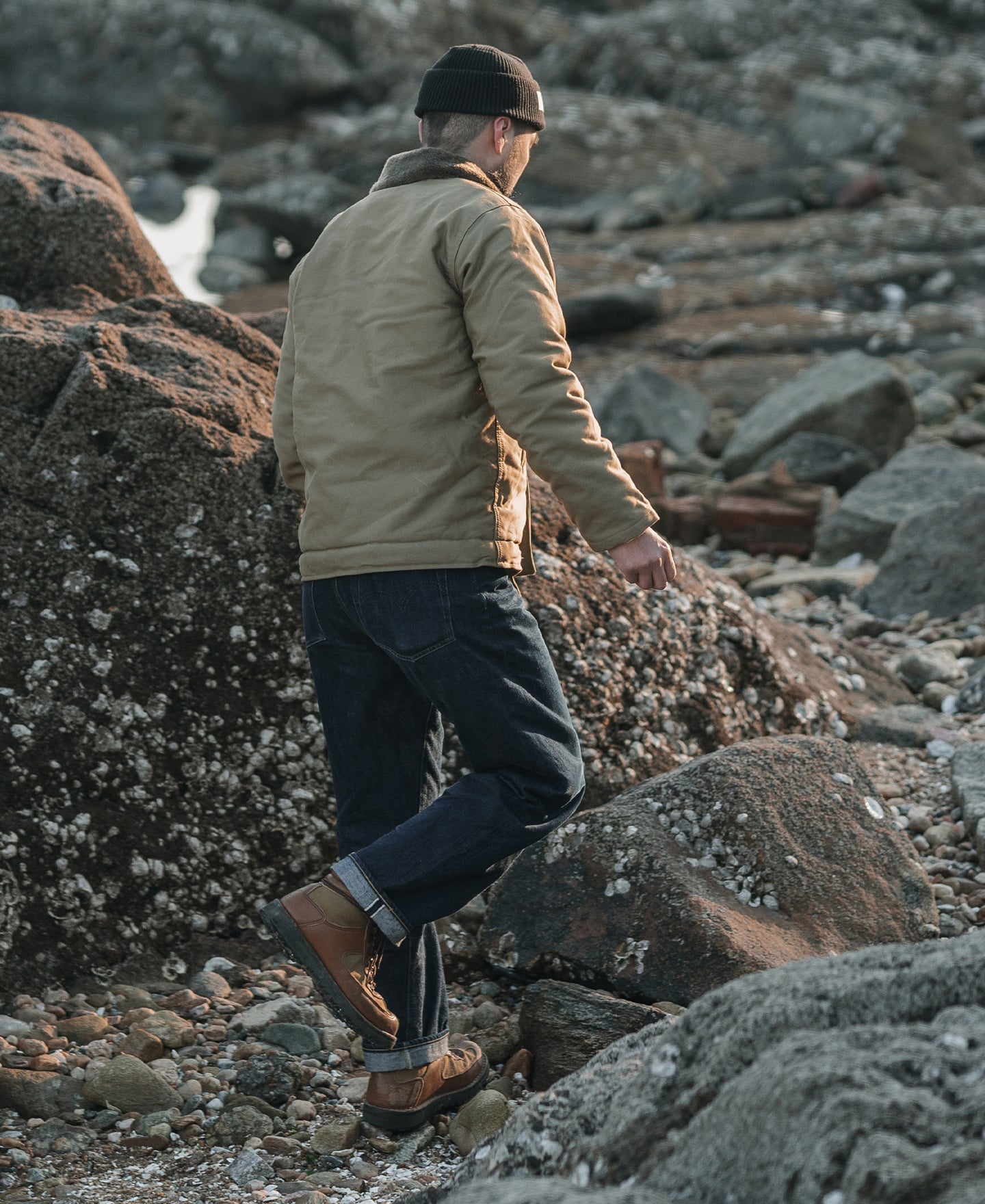 Veste de pont N-1 kaki style militaire avec col sherpa et boutonnage sur le devant pour homme