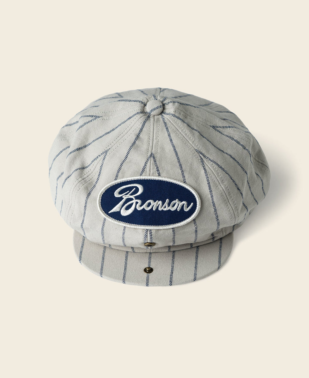 Casquette Gavroche Vintage Rayée Voie Ferrée Gris Pinstripe Plate