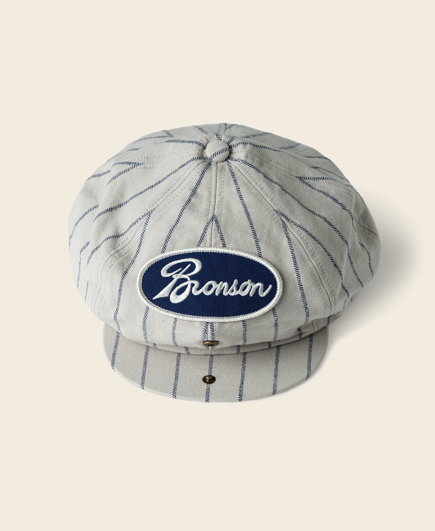 Casquette Gavroche Vintage Rayée Voie Ferrée Gris Pinstripe Plate