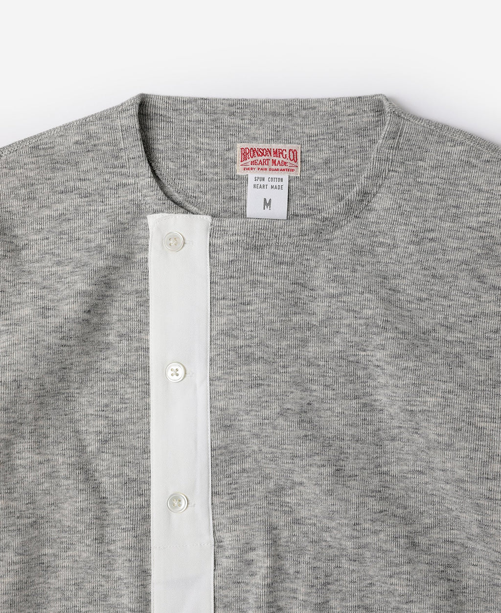 Chemise Henley à manches longues pour homme, lourde, avec patte de boutonnage grise