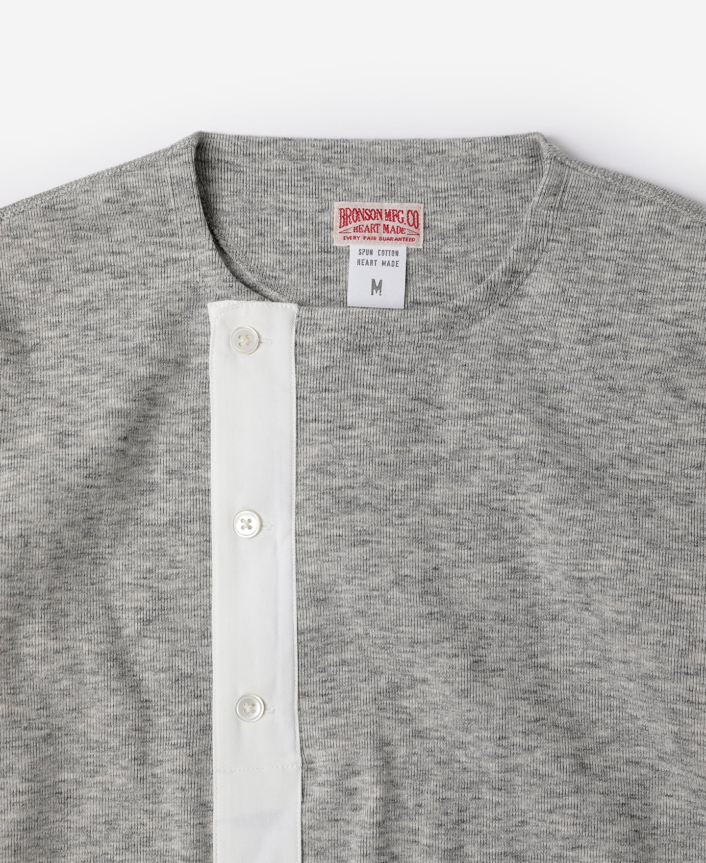 Chemise Henley à manches longues pour homme, lourde, avec patte de boutonnage grise