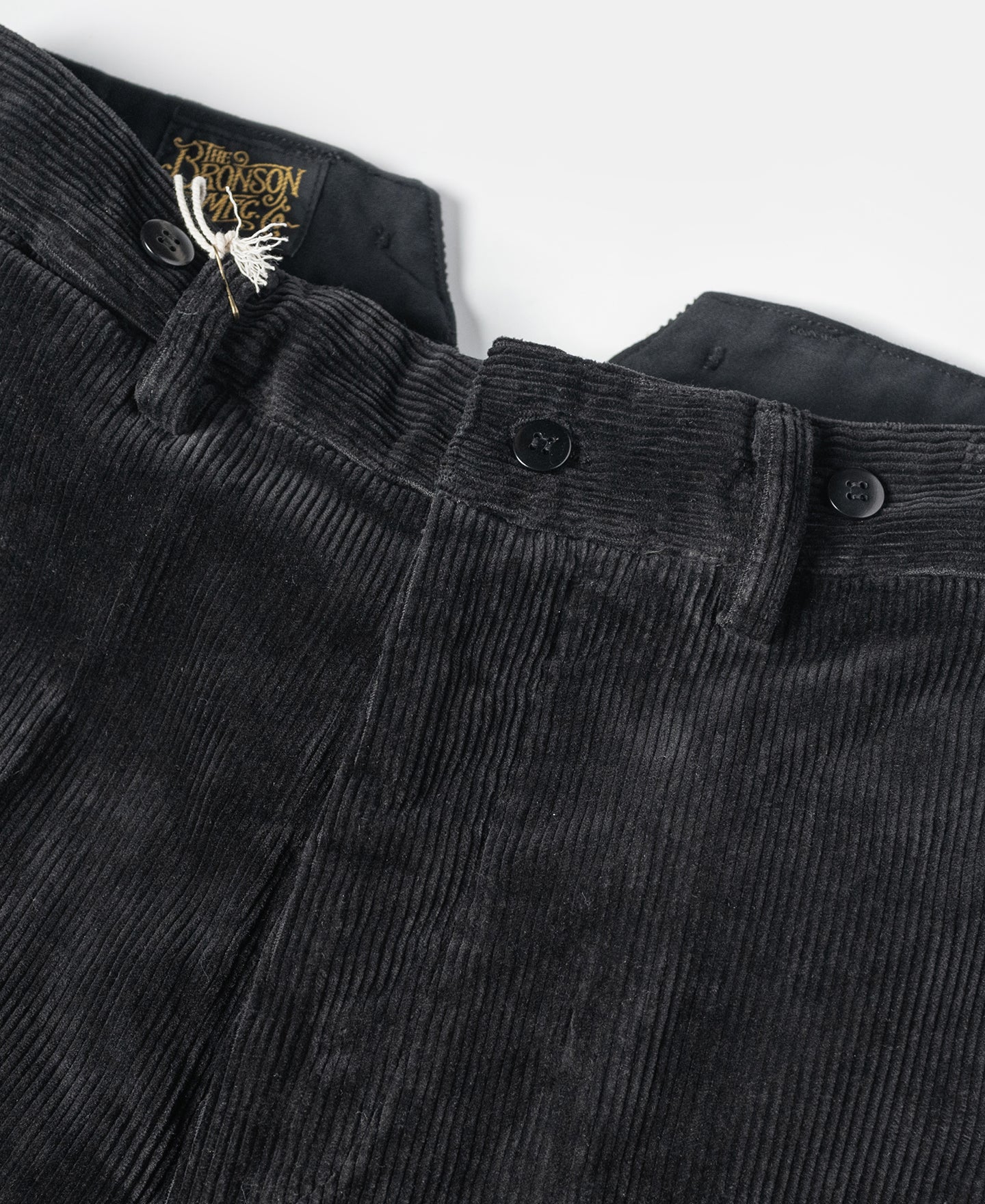 Pantalon de travail en velours côtelé noir résistant, taille haute, coupe droite