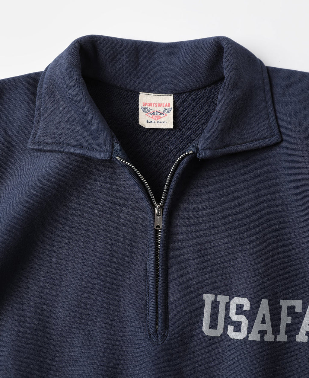 Sweat-shirt polaire demi-zip marine avec col et motif militaire vintage