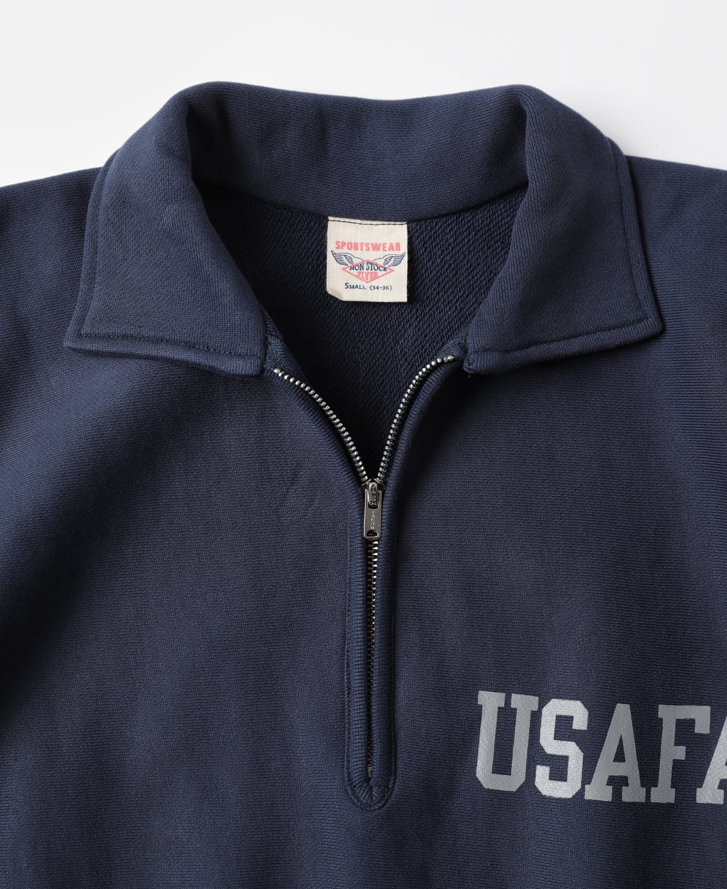 Sweat-shirt polaire demi-zip marine avec col et motif militaire vintage