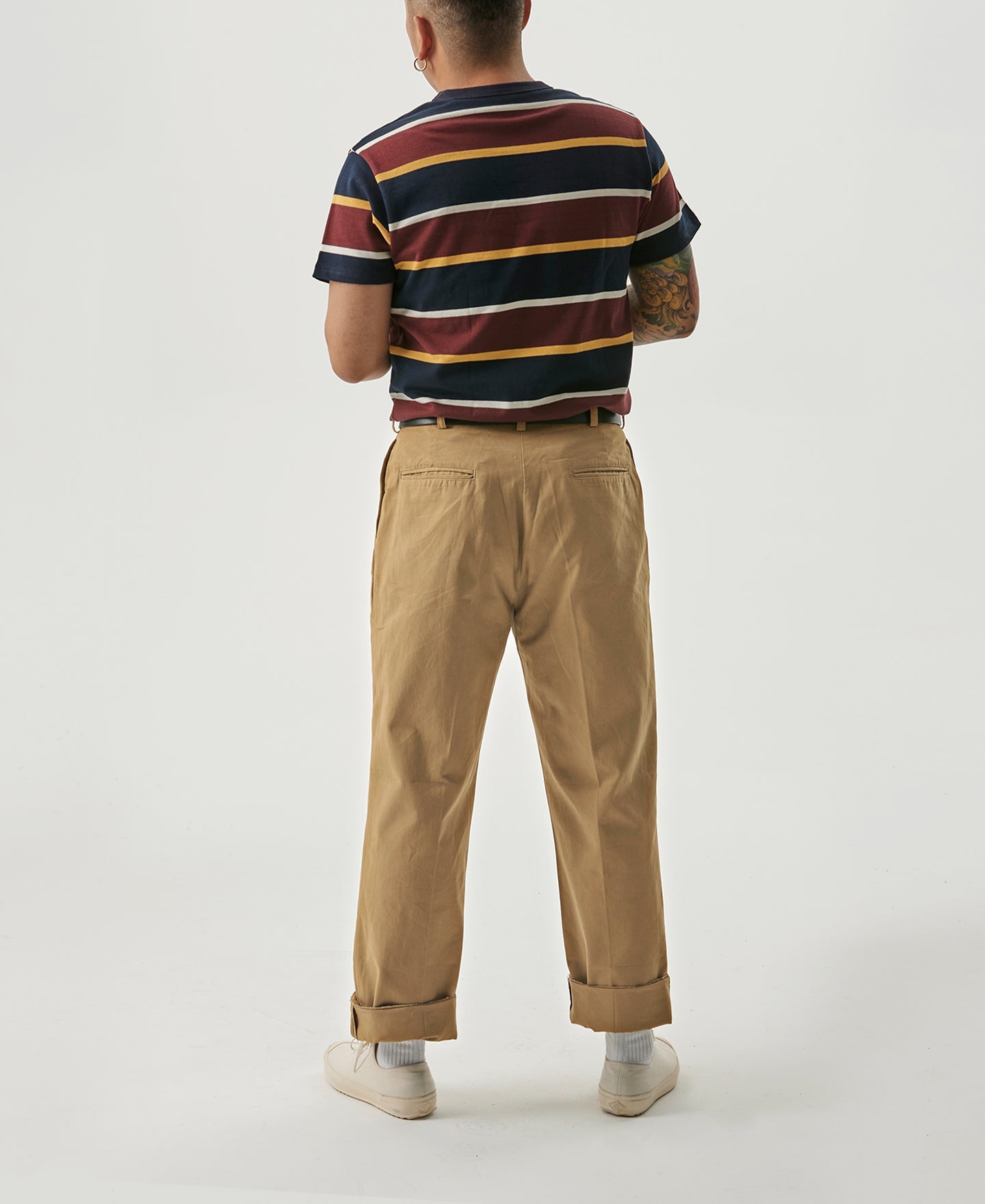 Pantalon Chino Homme Double Plis Coupe Large Style Vintage Jaune