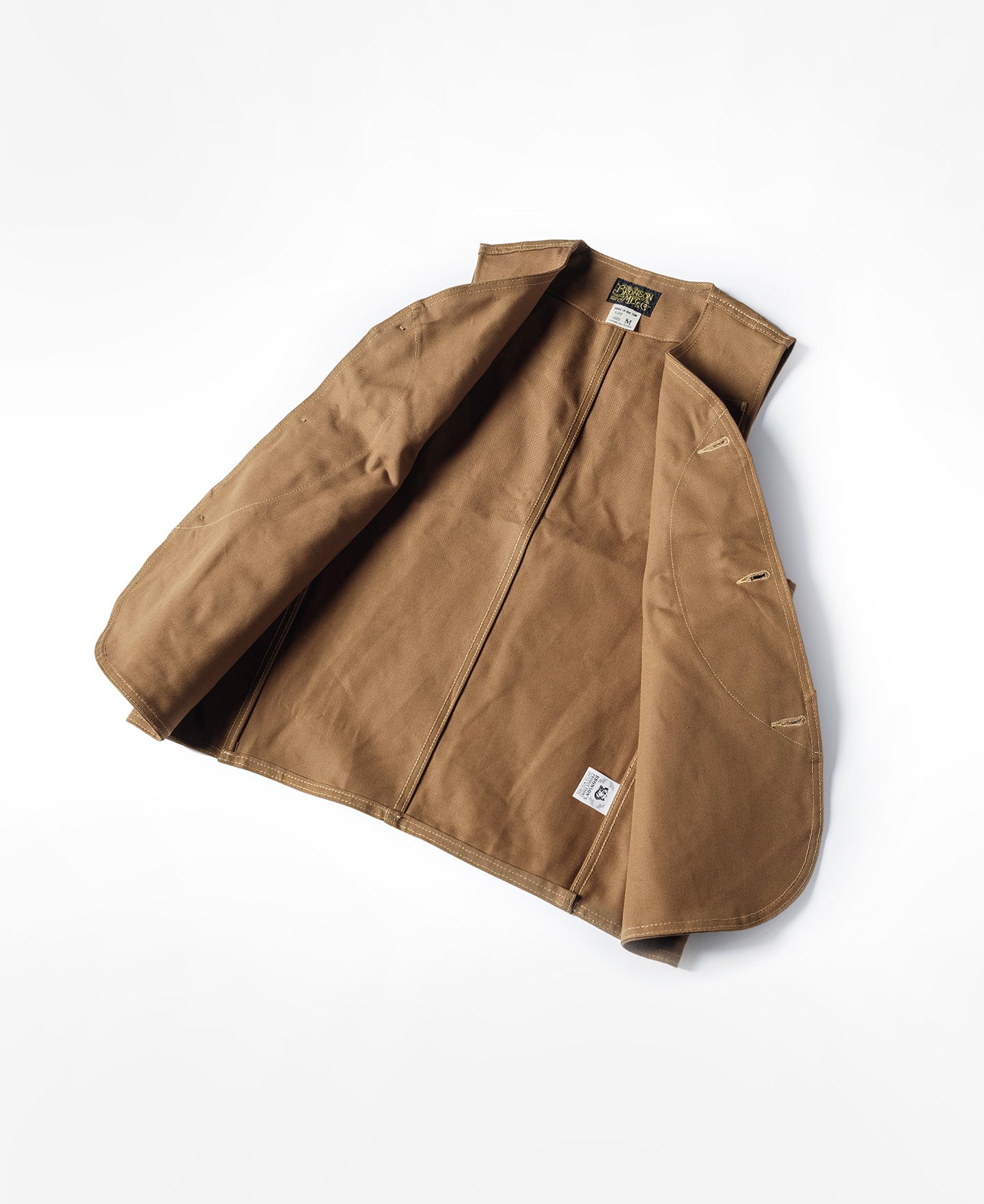 Gilet de chasse kaki épais en toile avec poches à gibier et fermeture boutonnée
